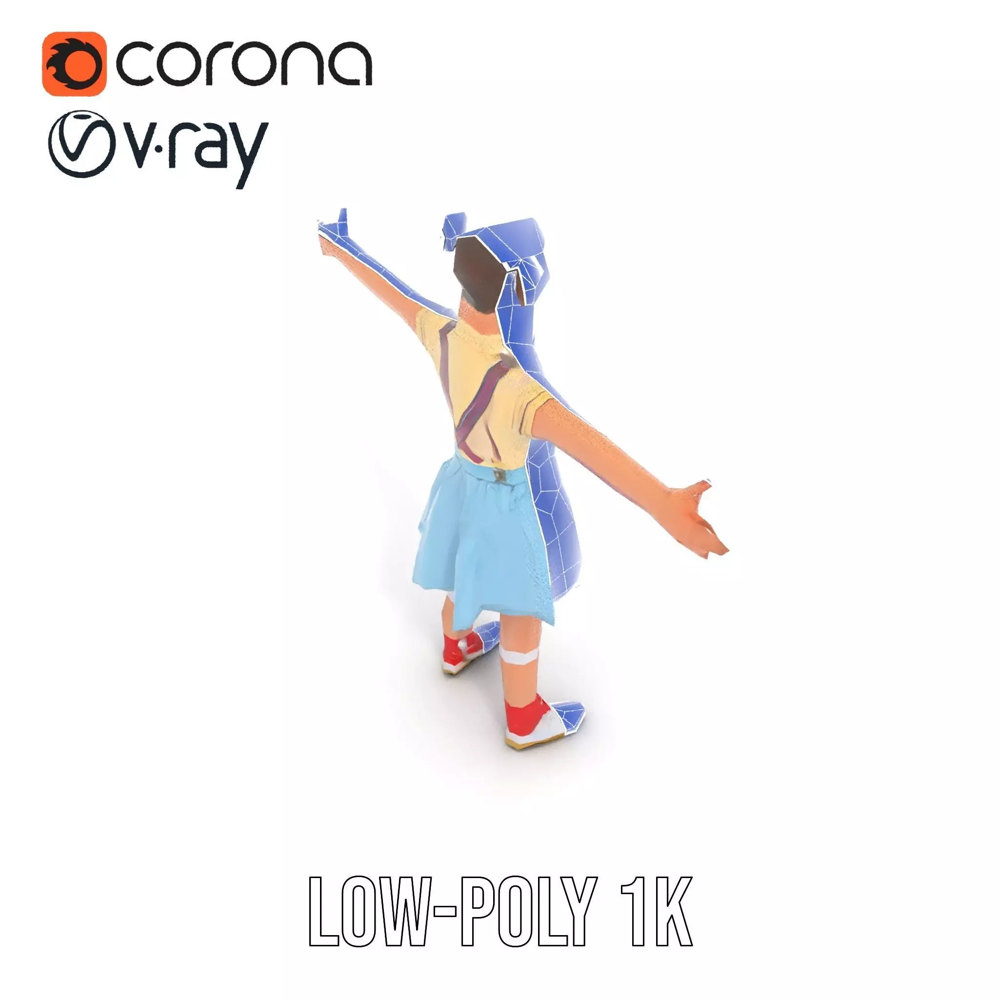 Smiling Girl in Casual Outfit Model Pack Low-poly 3D model_31