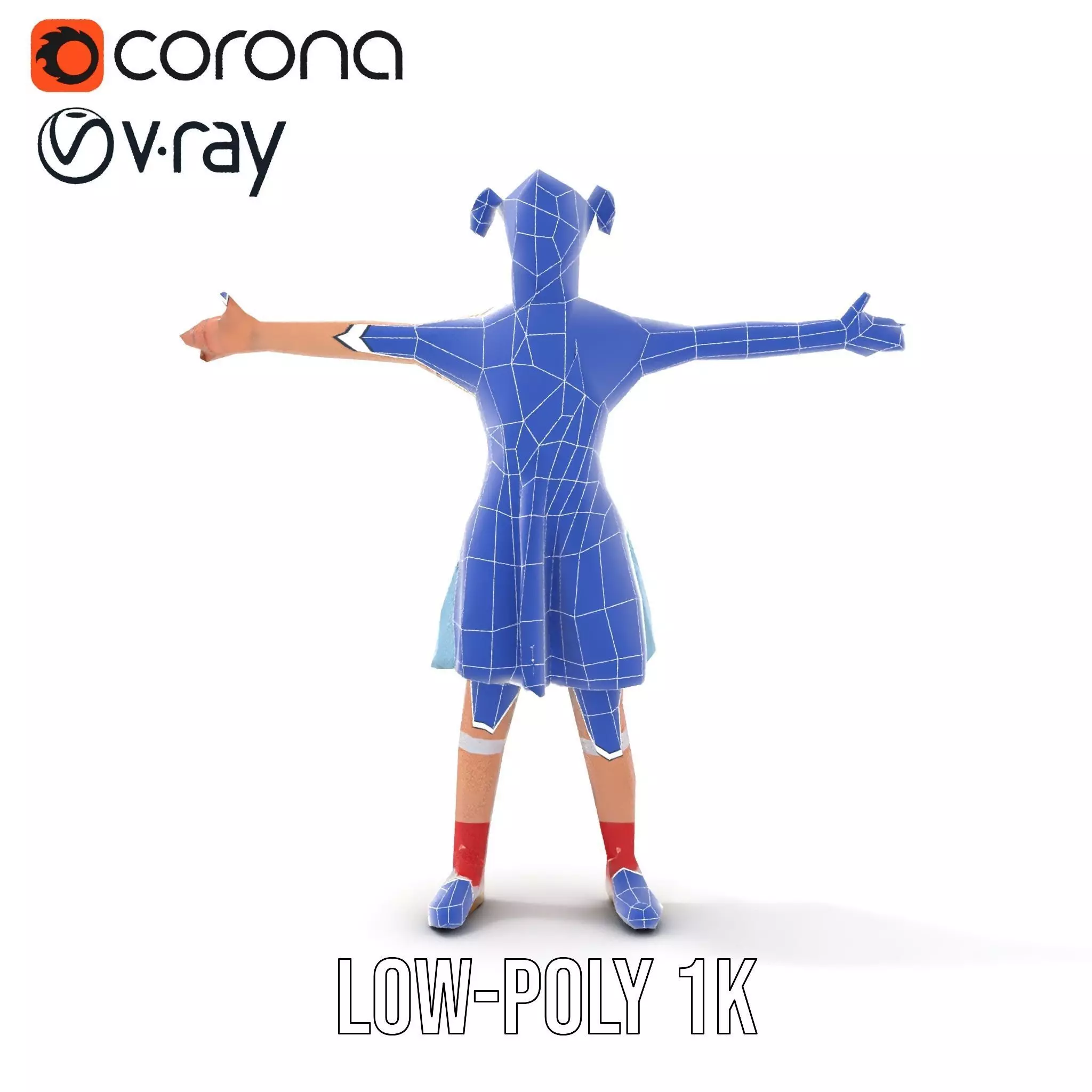 Smiling Girl in Casual Outfit Model Pack Low-poly 3D model_23