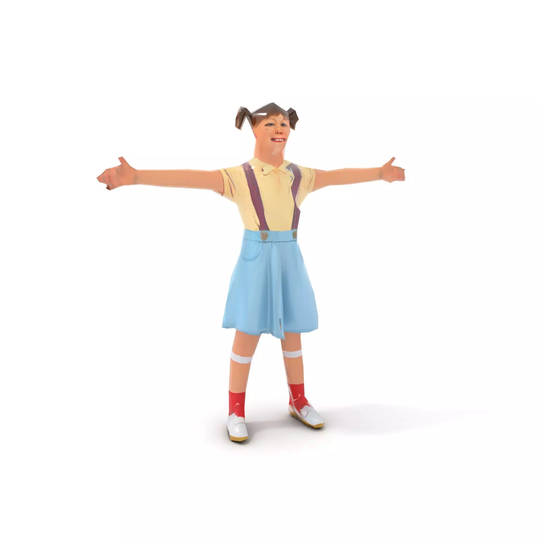 Smiling Girl in Casual Outfit Model Pack Low-poly 3D model_9