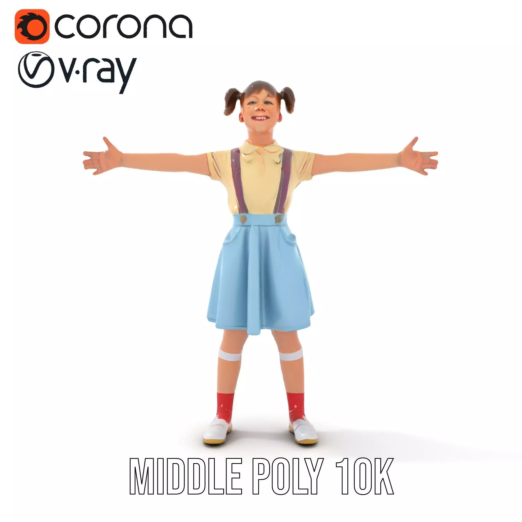 Smiling Girl in Casual Outfit Model Pack Low-poly 3D model_22