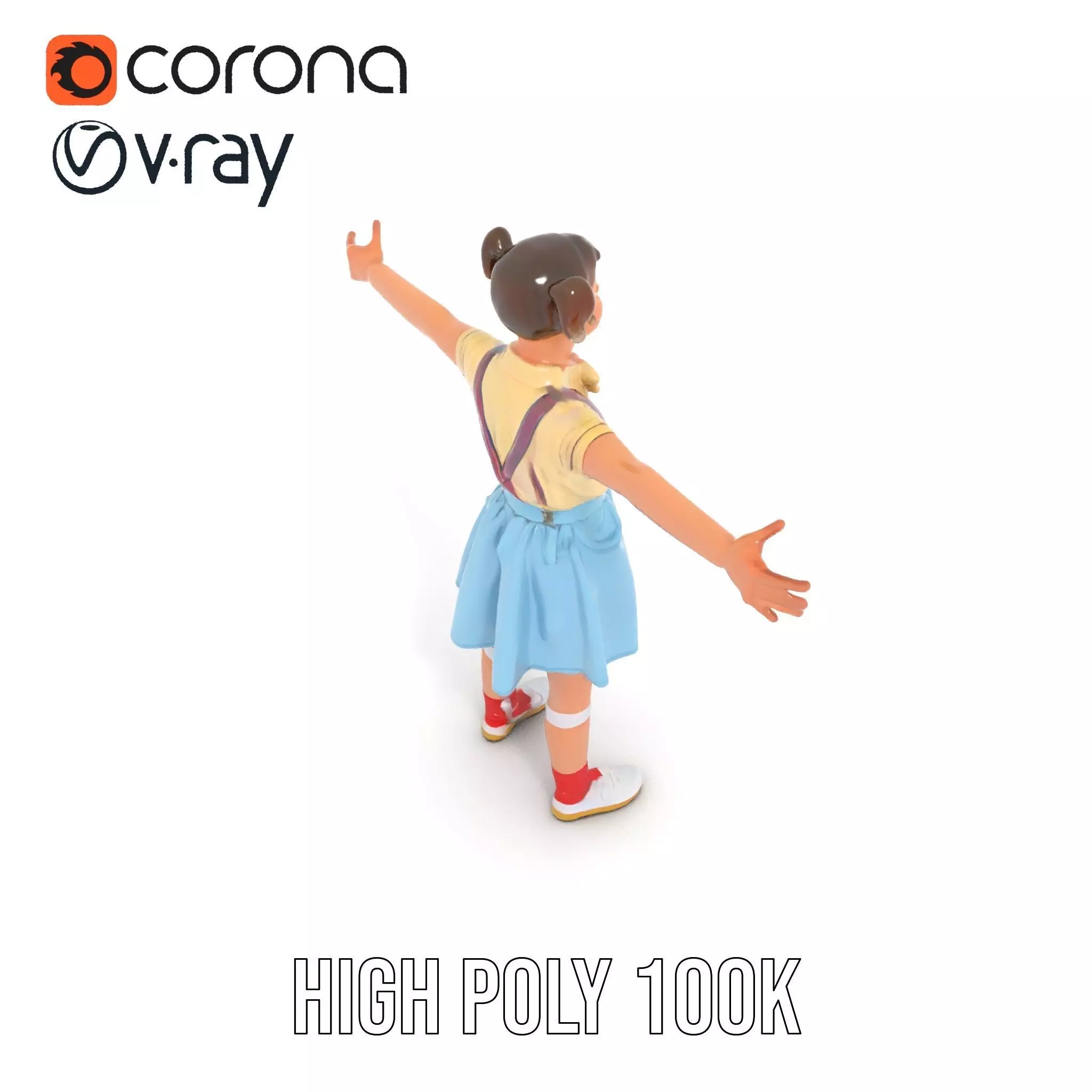 Smiling Girl in Casual Outfit Model Pack Low-poly 3D model_18