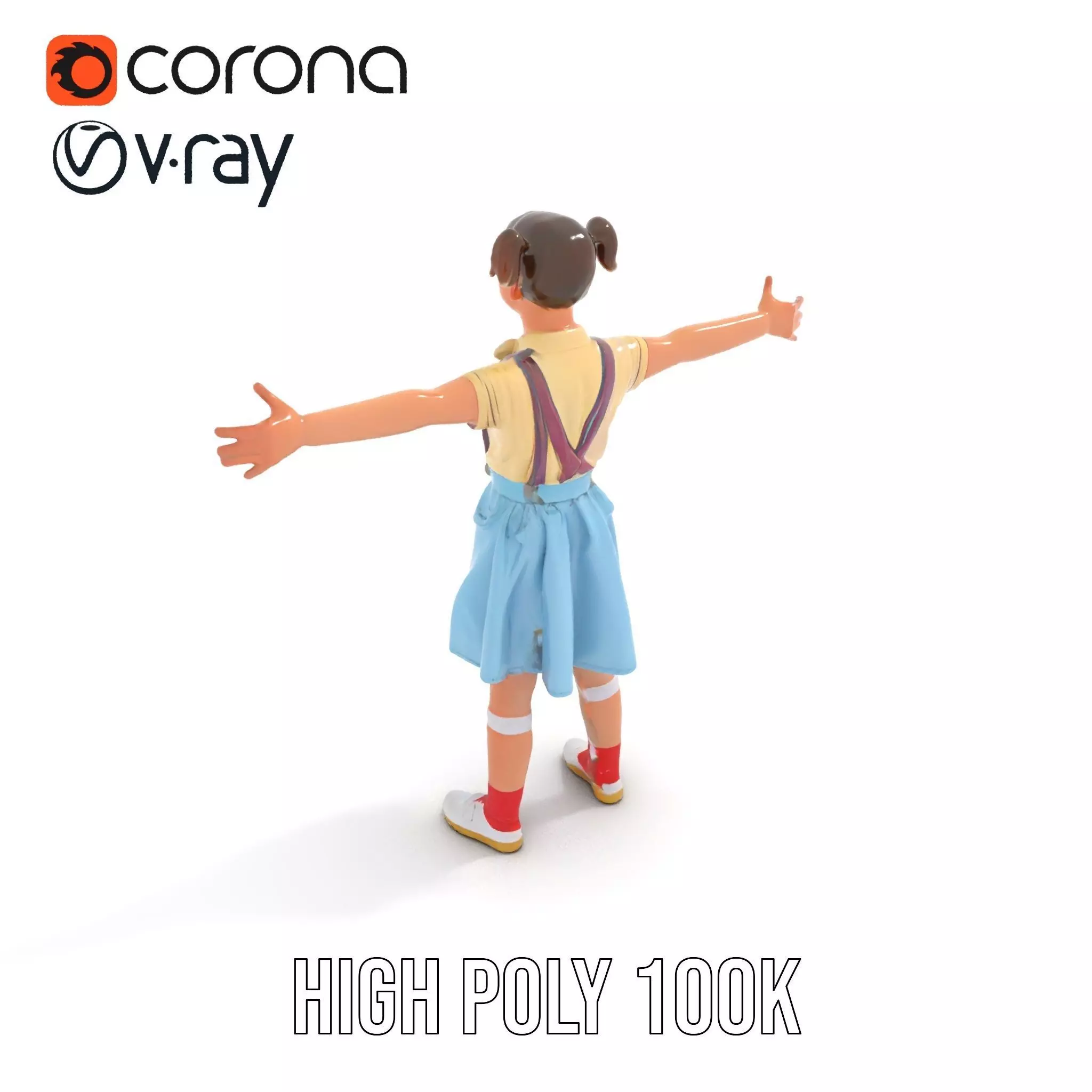 Smiling Girl in Casual Outfit Model Pack Low-poly 3D model_10