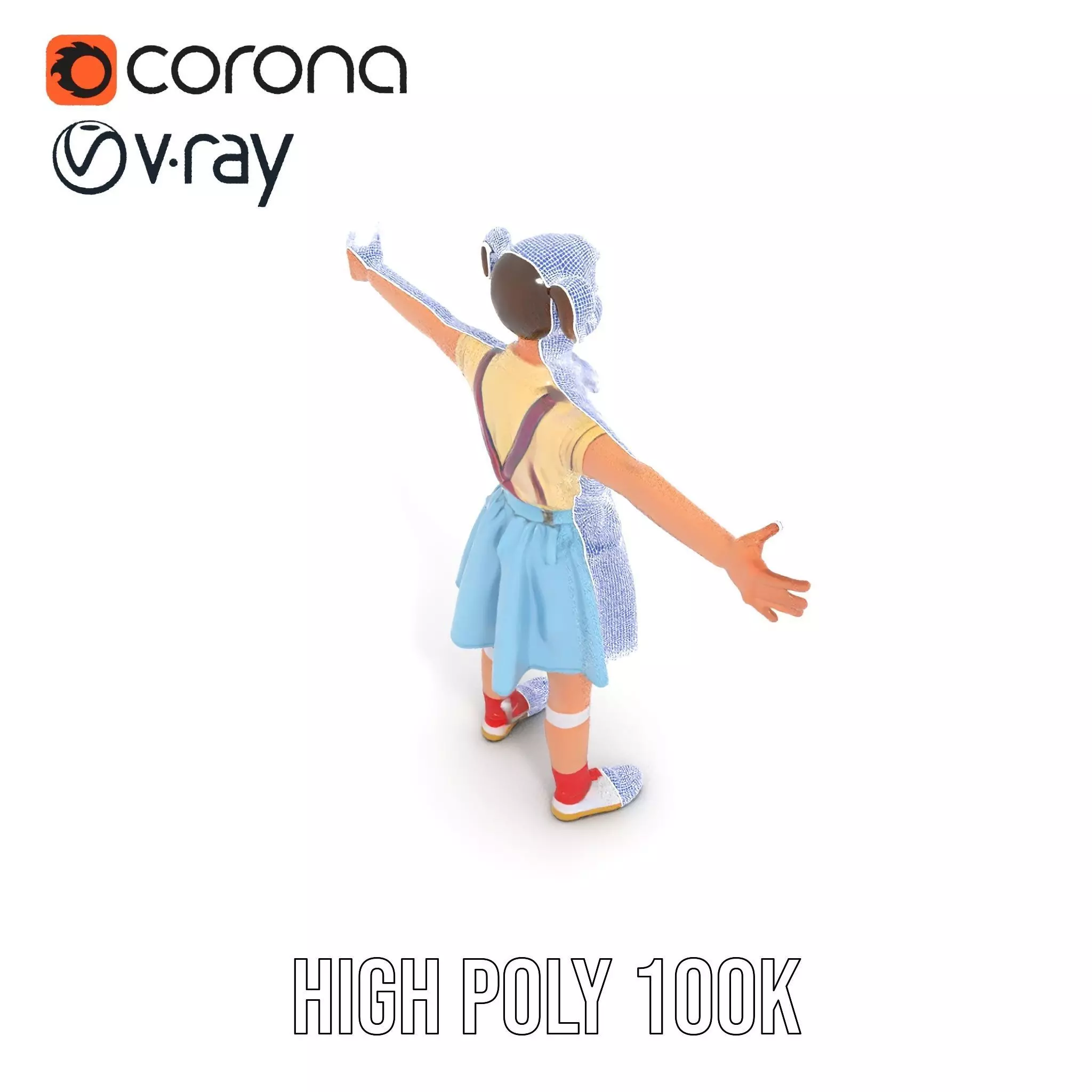 Smiling Girl in Casual Outfit Model Pack Low-poly 3D model_32