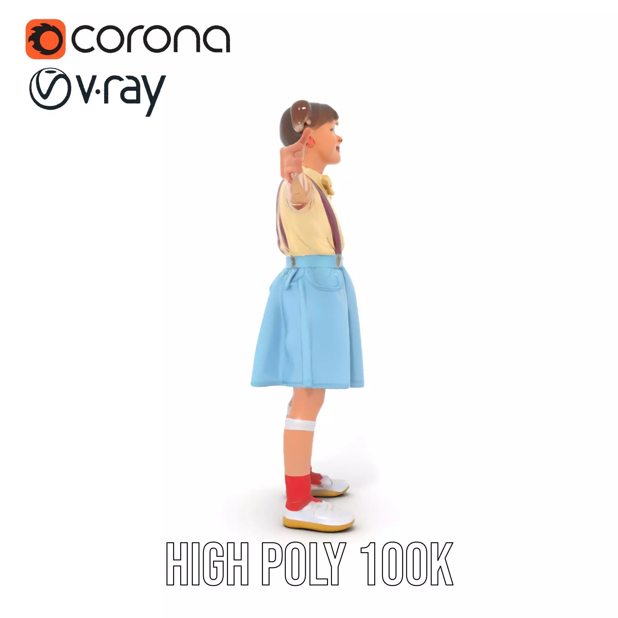 Smiling Girl in Casual Outfit Model Pack Low-poly 3D model_15