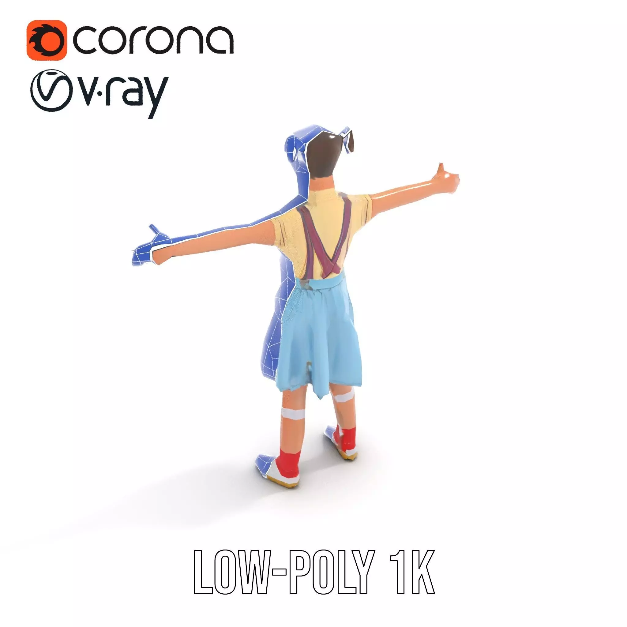 Smiling Girl in Casual Outfit Model Pack Low-poly 3D model_14