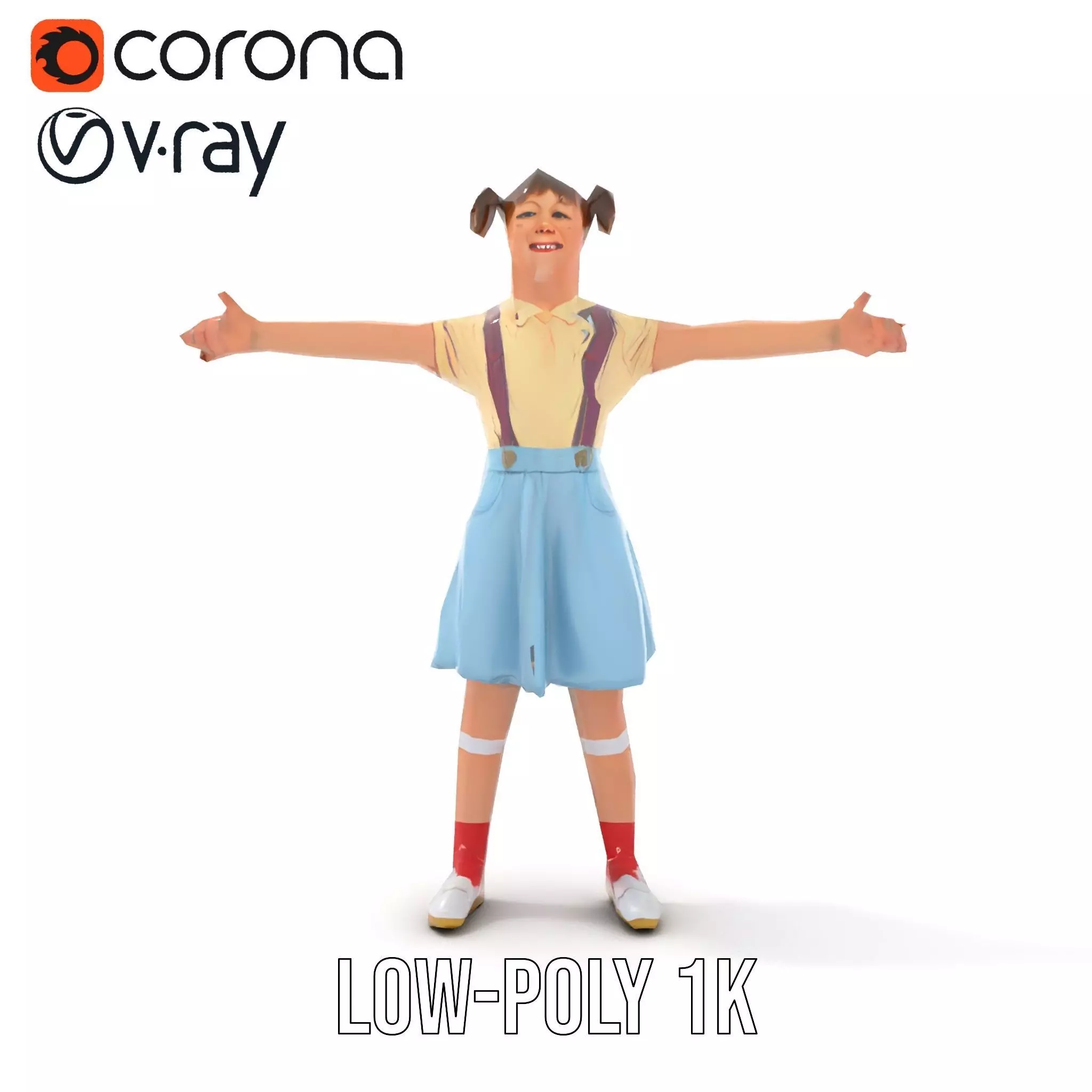 Smiling Girl in Casual Outfit Model Pack Low-poly 3D model_8