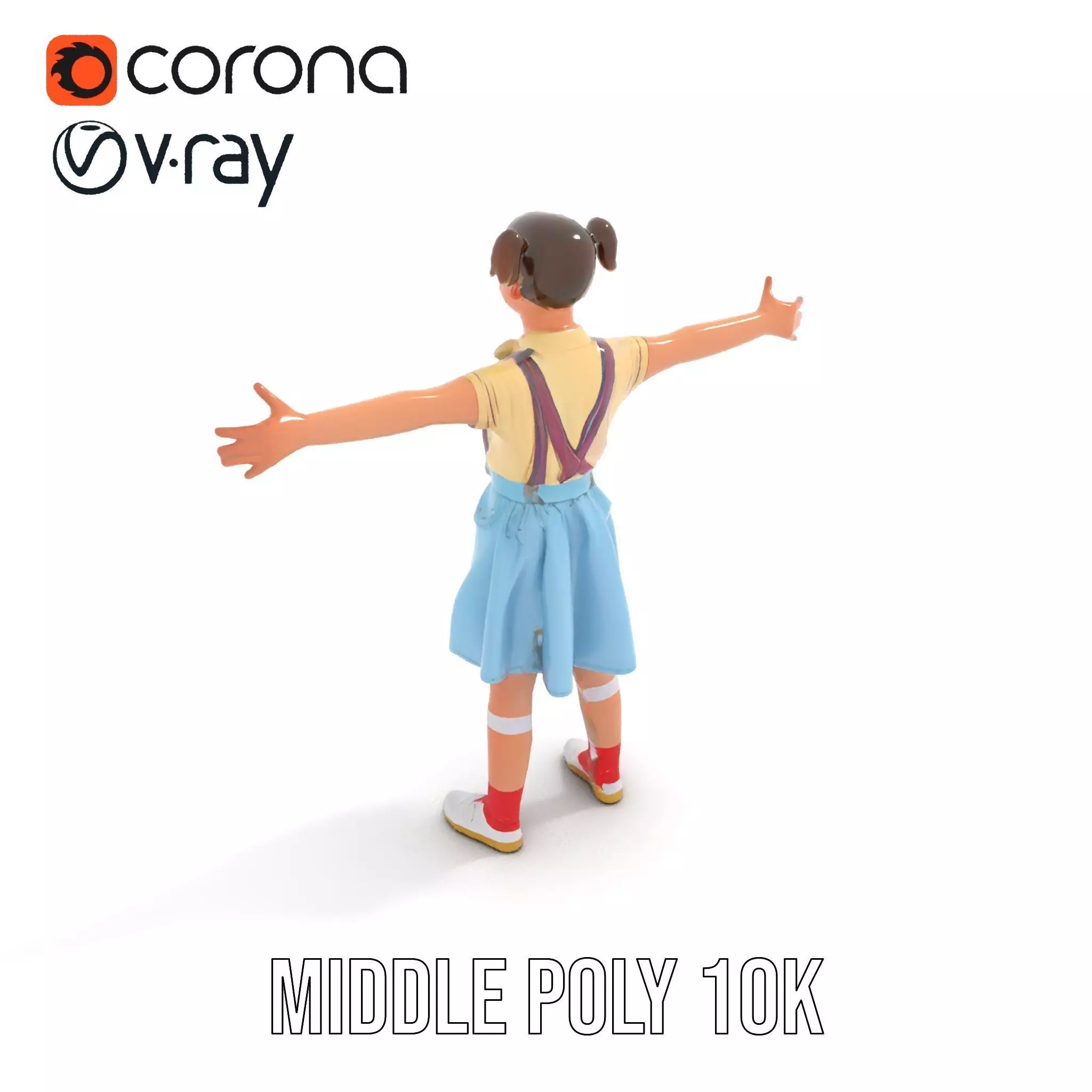 Smiling Girl in Casual Outfit Model Pack Low-poly 3D model_11