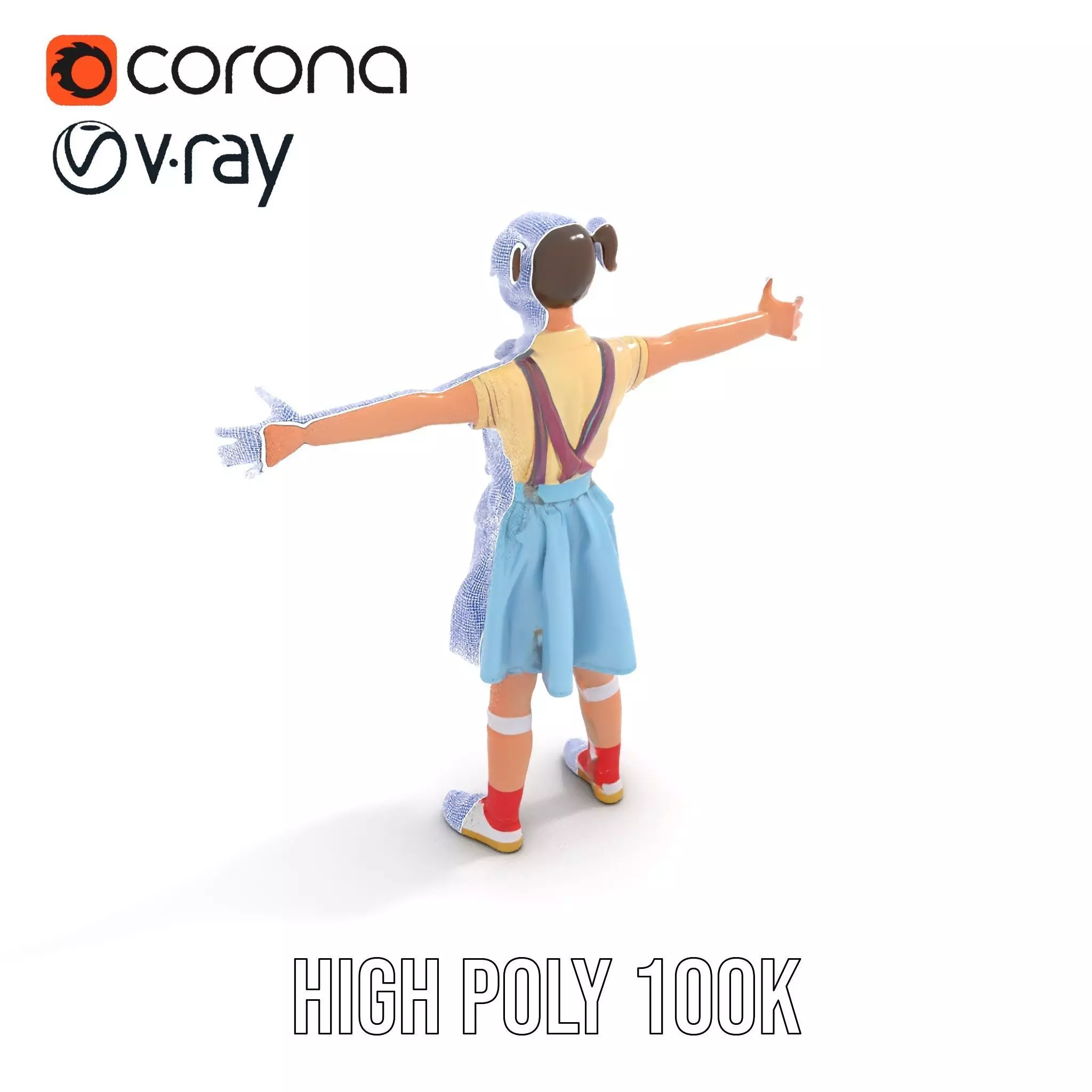 Smiling Girl in Casual Outfit Model Pack Low-poly 3D model_29