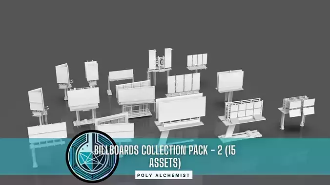 Advertisement And Street Billboards Pack - 2 - 15 Assets 3D model