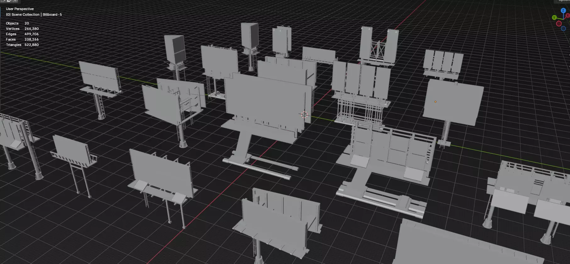 Advertisement And Street Billboards Pack - 3 - 20 Assets 3D model_96