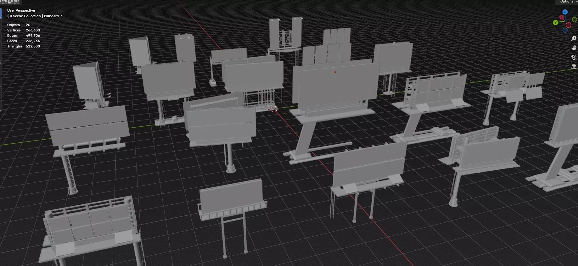 Advertisement And Street Billboards Pack - 3 - 20 Assets 3D model_97