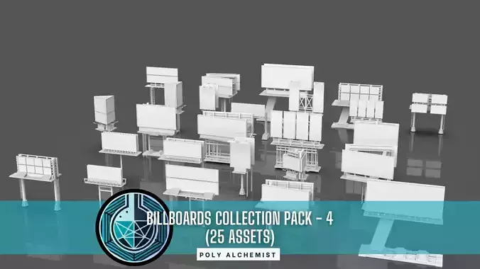 Advertisement And Street Billboards Pack - 4 - 25 Assets 3D model