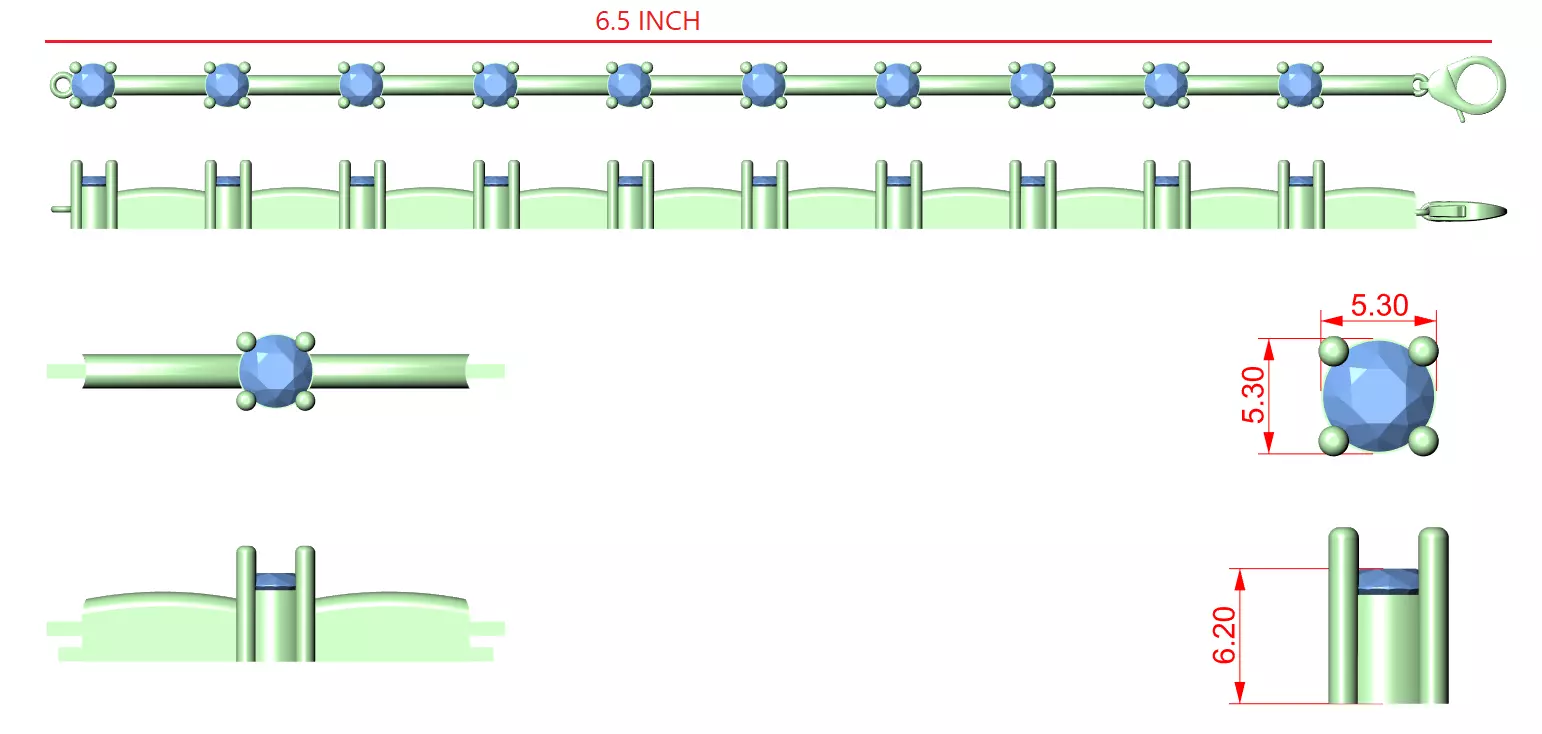 Tennis Bracelet 3dm stl renders Animation video details 3D print model_12