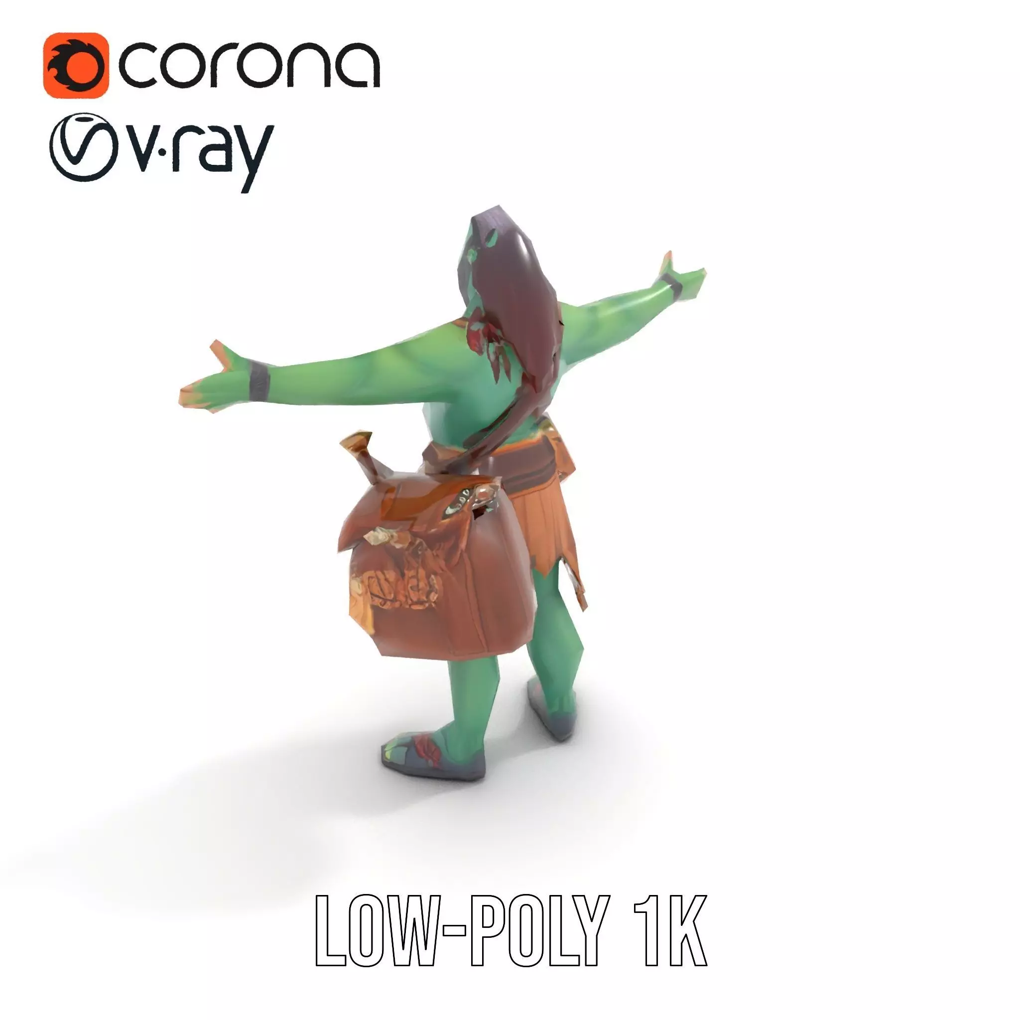 Orc Warrior Character Model Pack with Accessories Low-poly 3D model_8