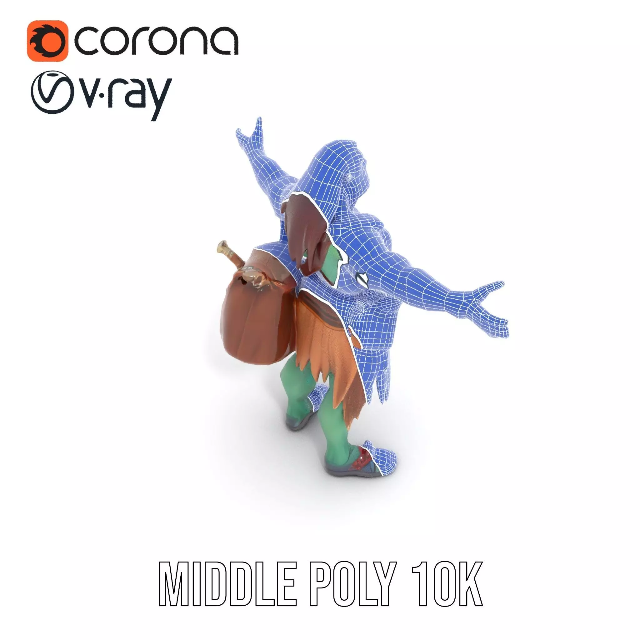 Orc Warrior Character Model Pack with Accessories Low-poly 3D model_19