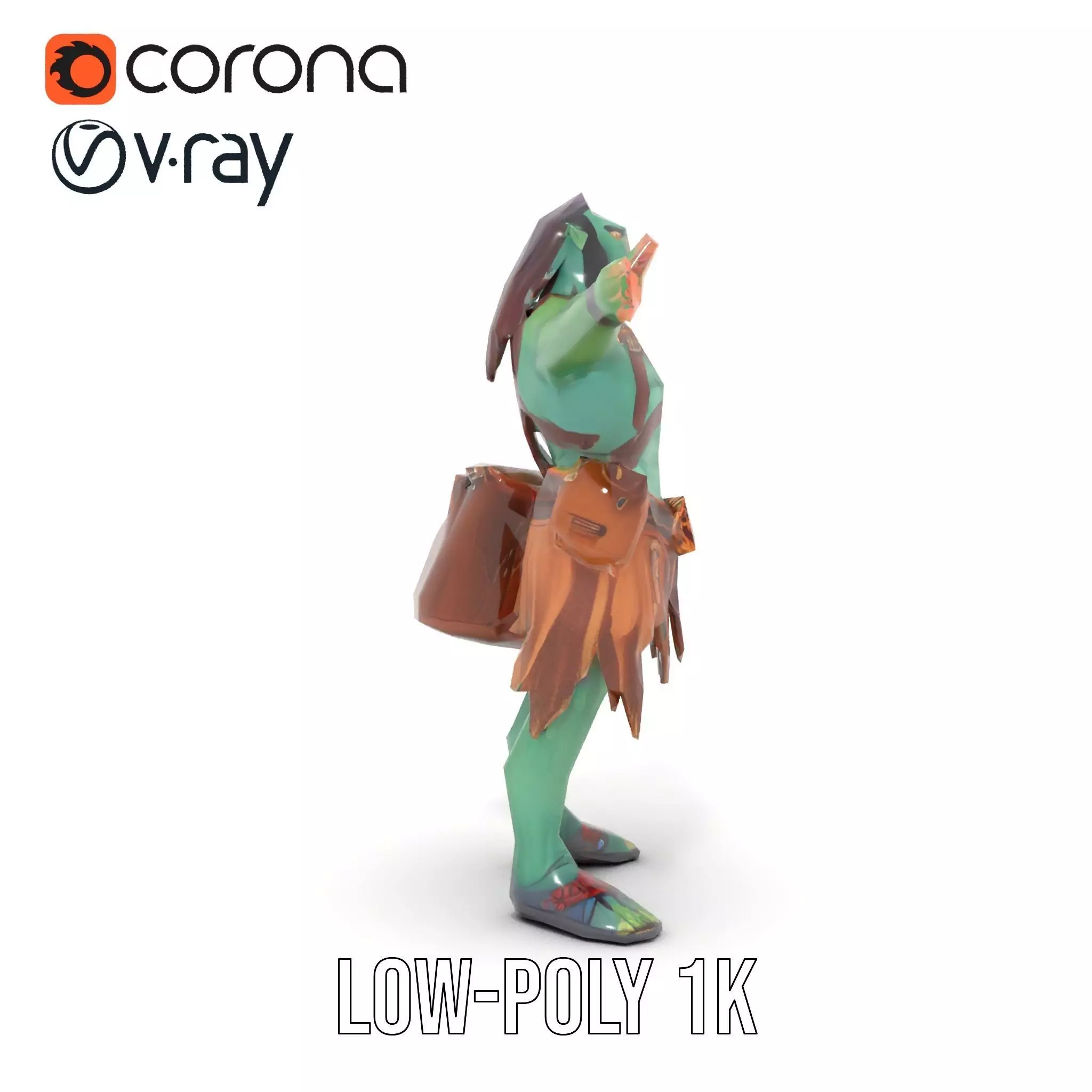 Orc Warrior Character Model Pack with Accessories Low-poly 3D model_26