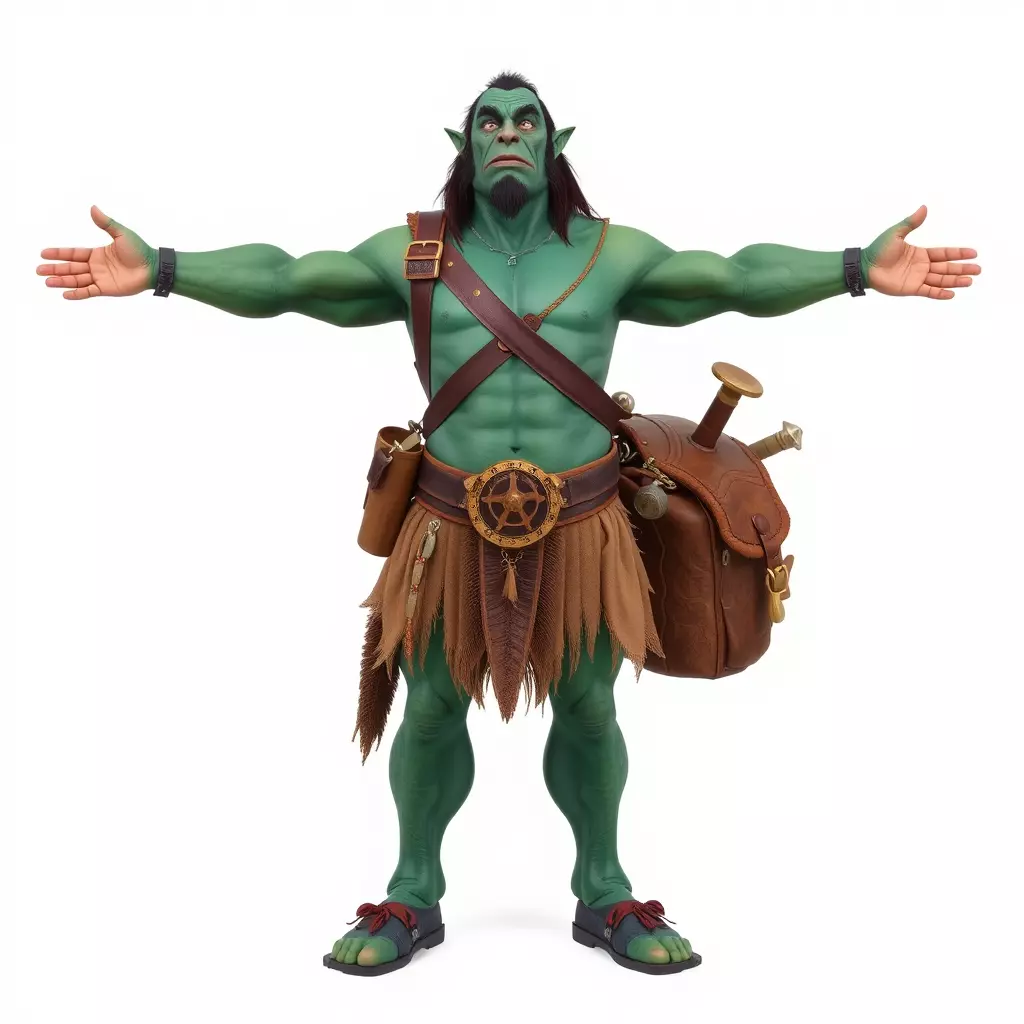 Orc Warrior Character Model Pack with Accessories Low-poly 3D model_3