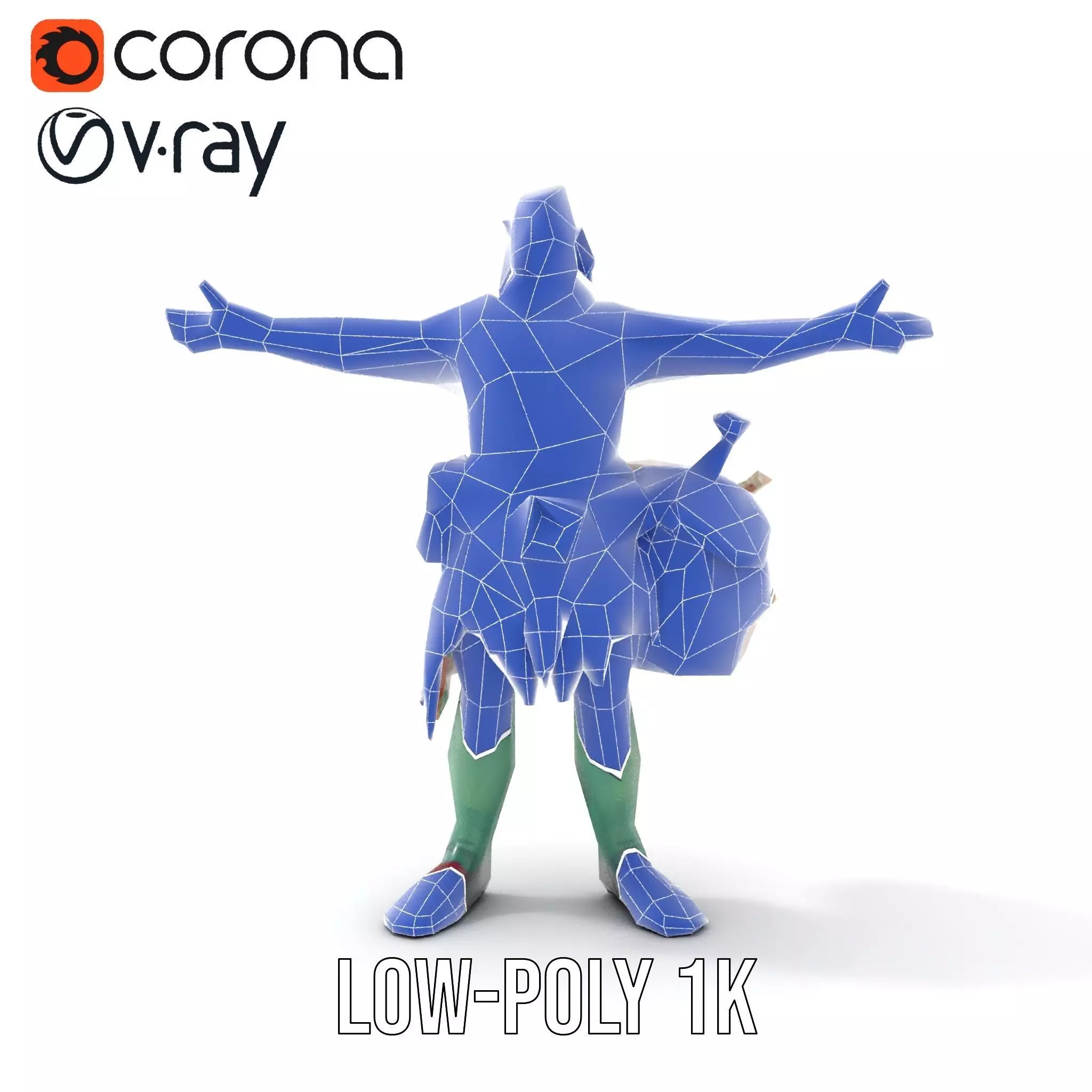 Orc Warrior Character Model Pack with Accessories Low-poly 3D model_31