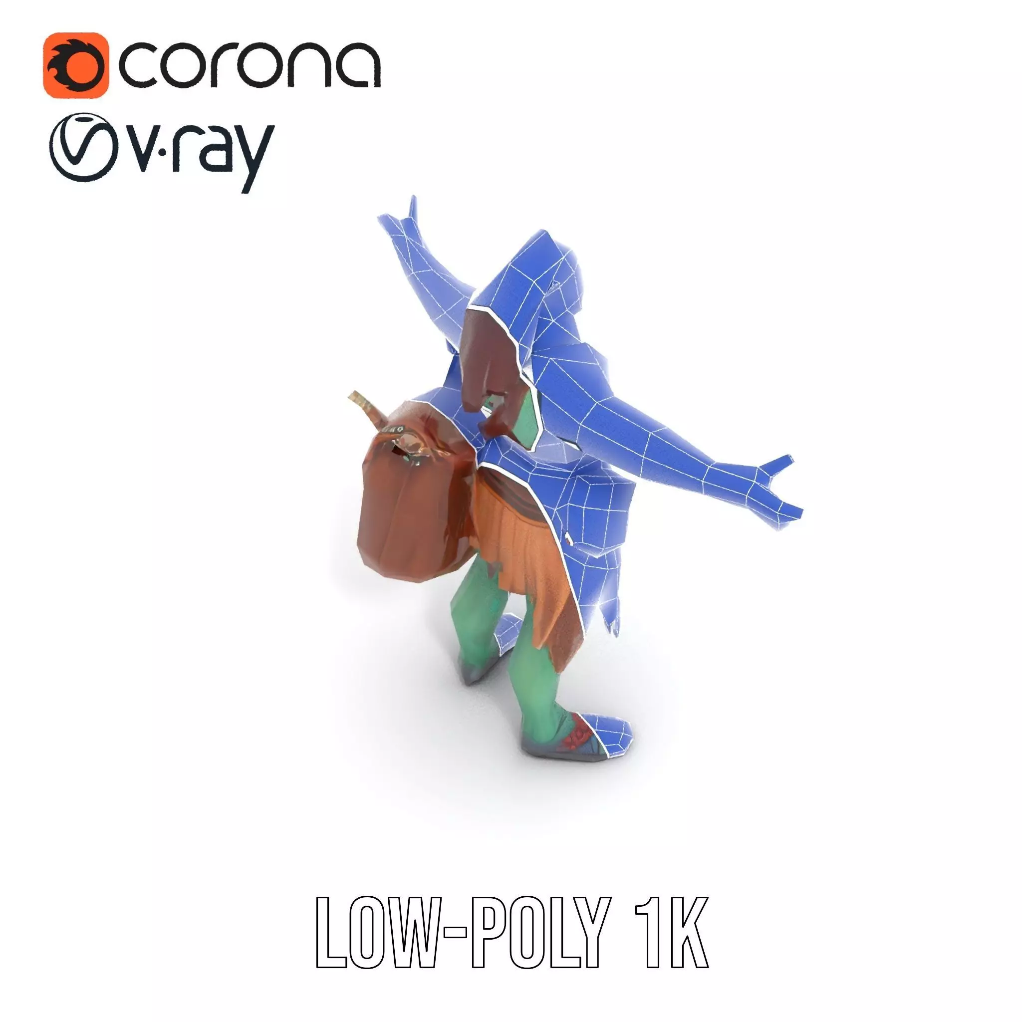 Orc Warrior Character Model Pack with Accessories Low-poly 3D model_28