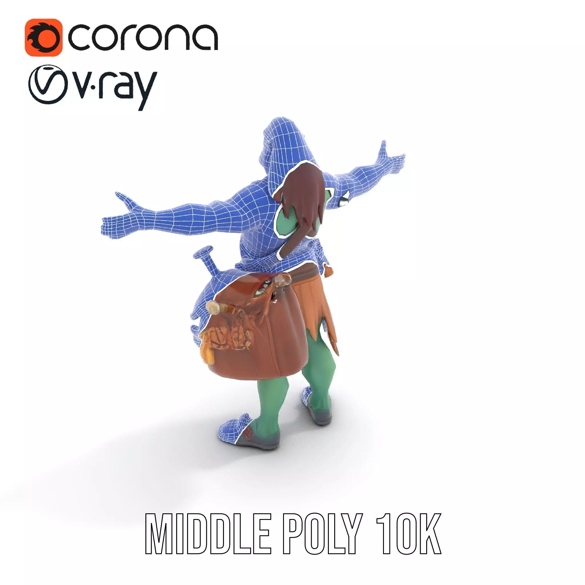 Orc Warrior Character Model Pack with Accessories Low-poly 3D model_16