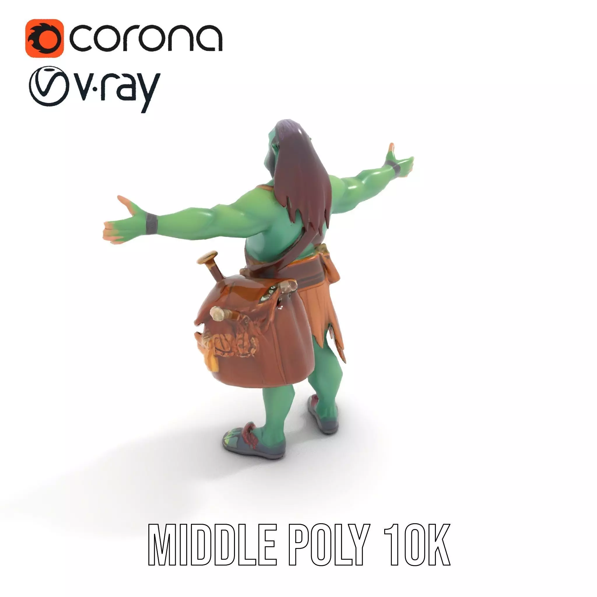 Orc Warrior Character Model Pack with Accessories Low-poly 3D model_25