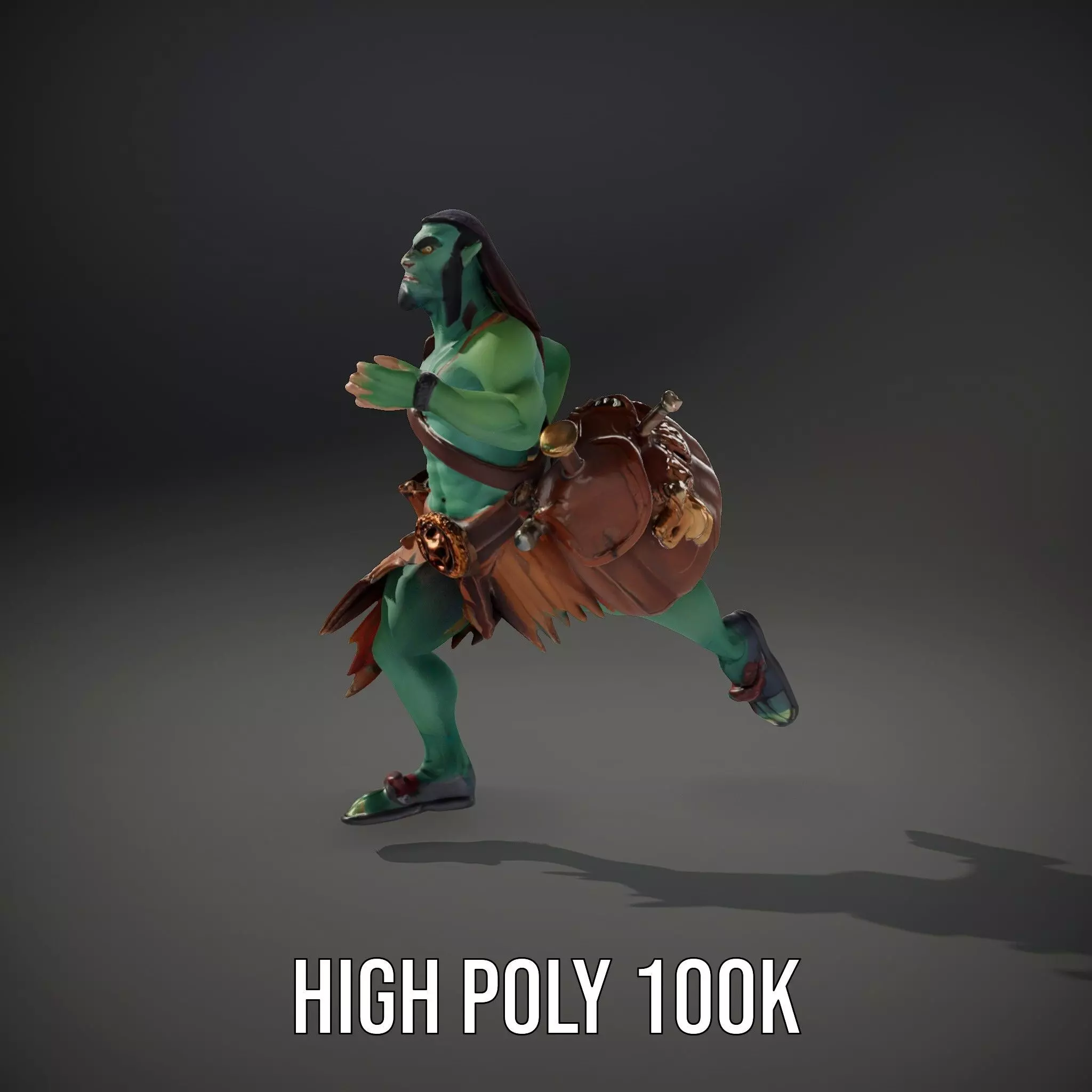 Orc Warrior Character Model Pack with Accessories Low-poly 3D model_35