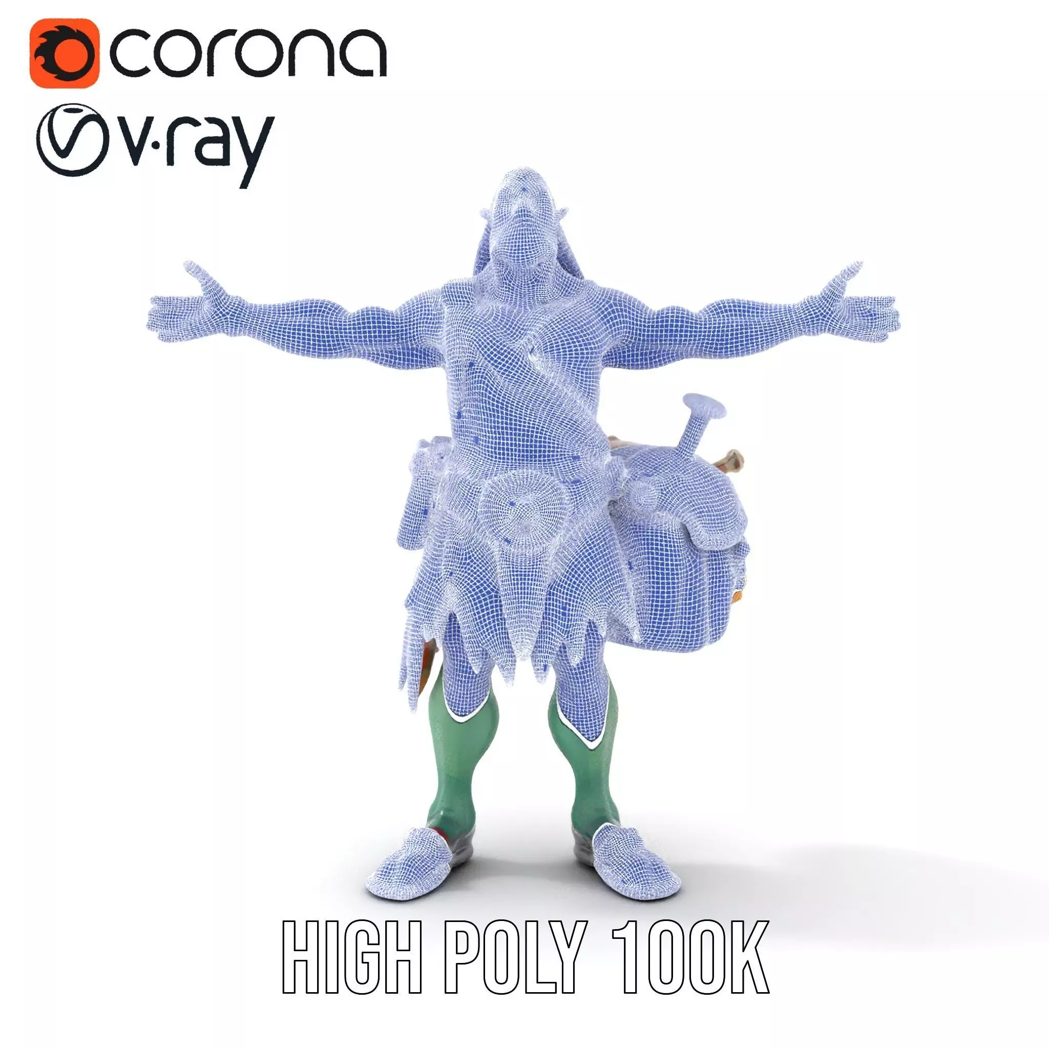 Orc Warrior Character Model Pack with Accessories Low-poly 3D model_32