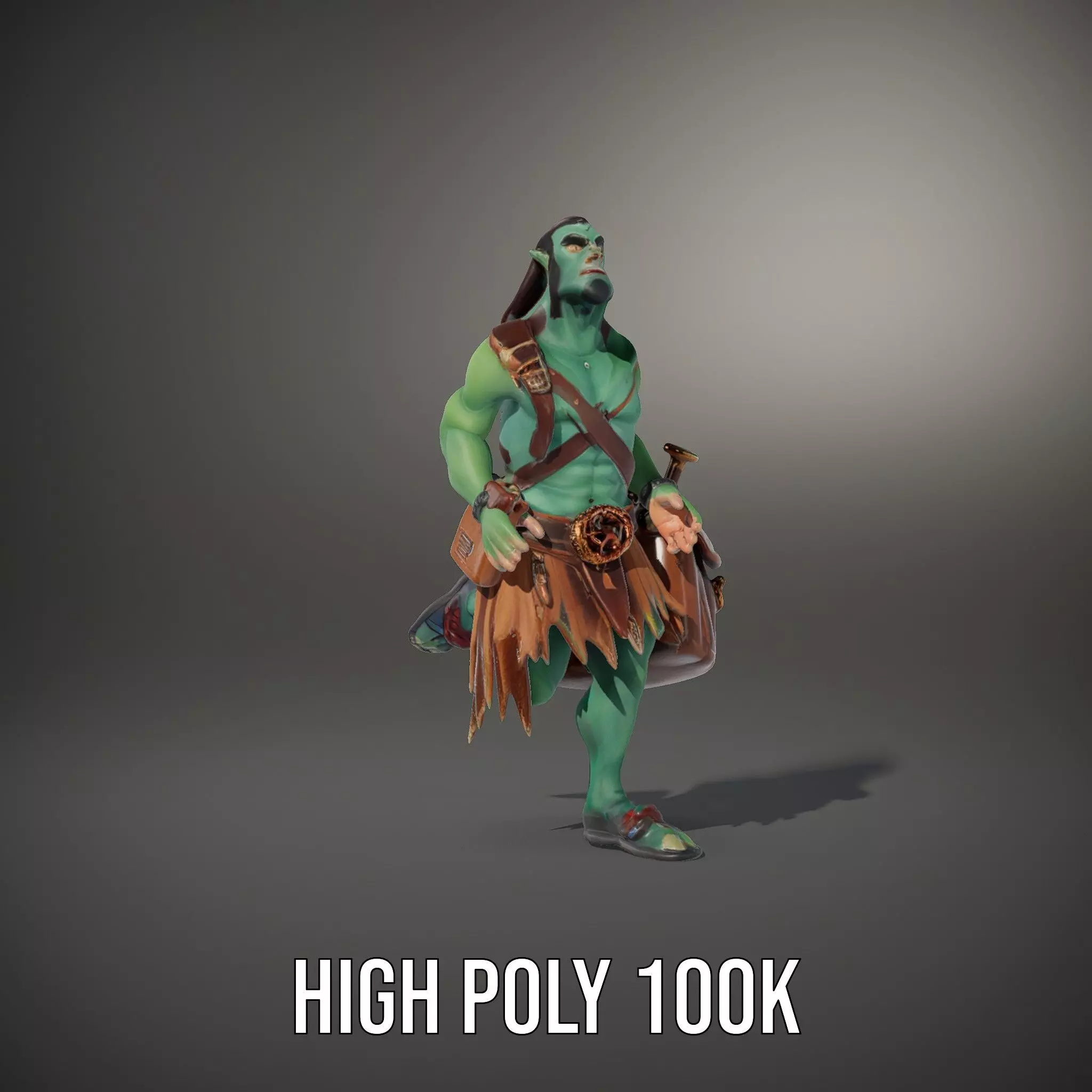 Orc Warrior Character Model Pack with Accessories Low-poly 3D model_34