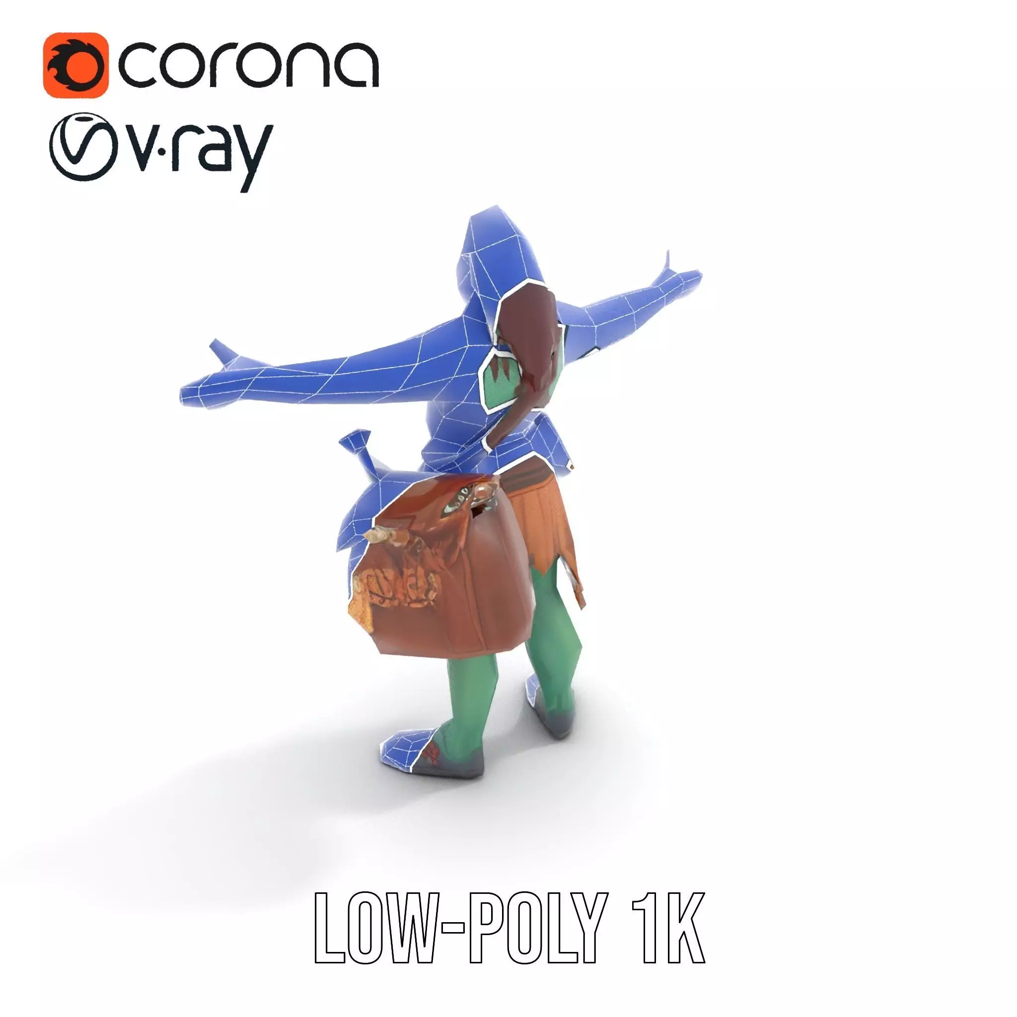 Orc Warrior Character Model Pack with Accessories Low-poly 3D model_23