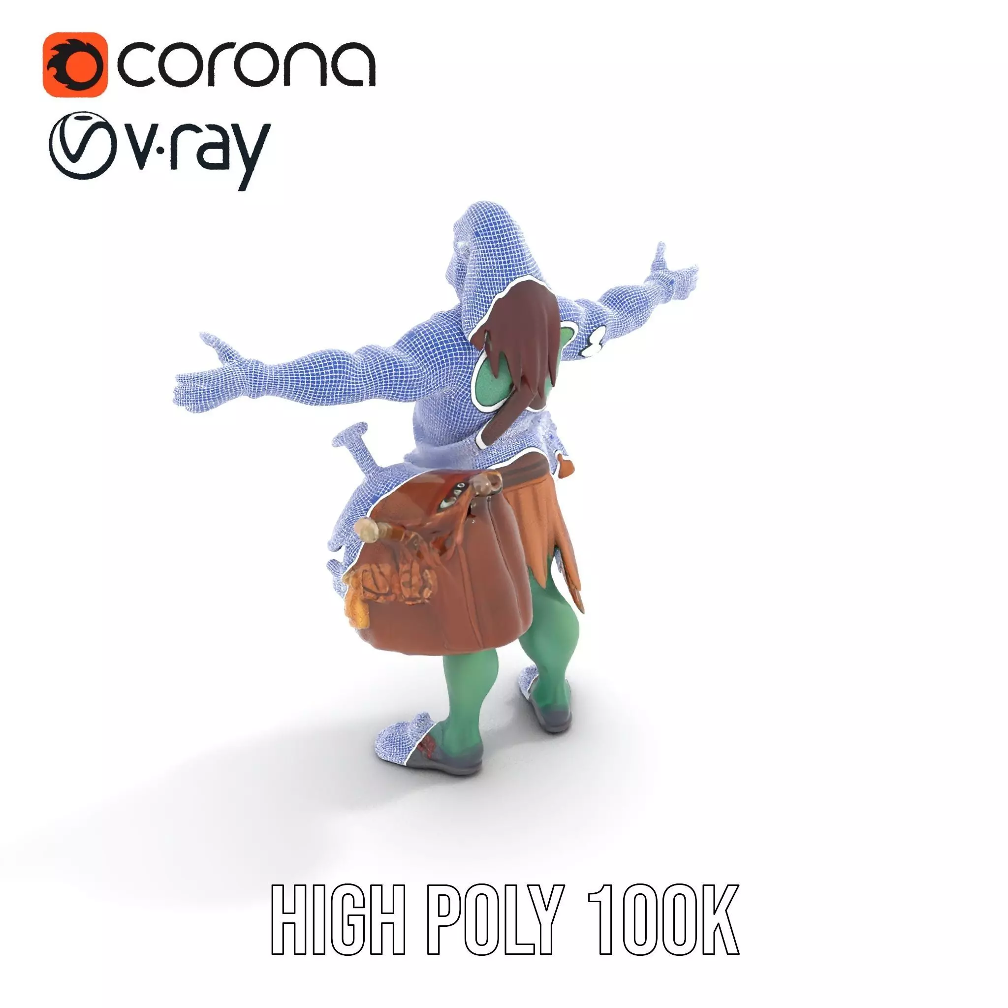 Orc Warrior Character Model Pack with Accessories Low-poly 3D model_18