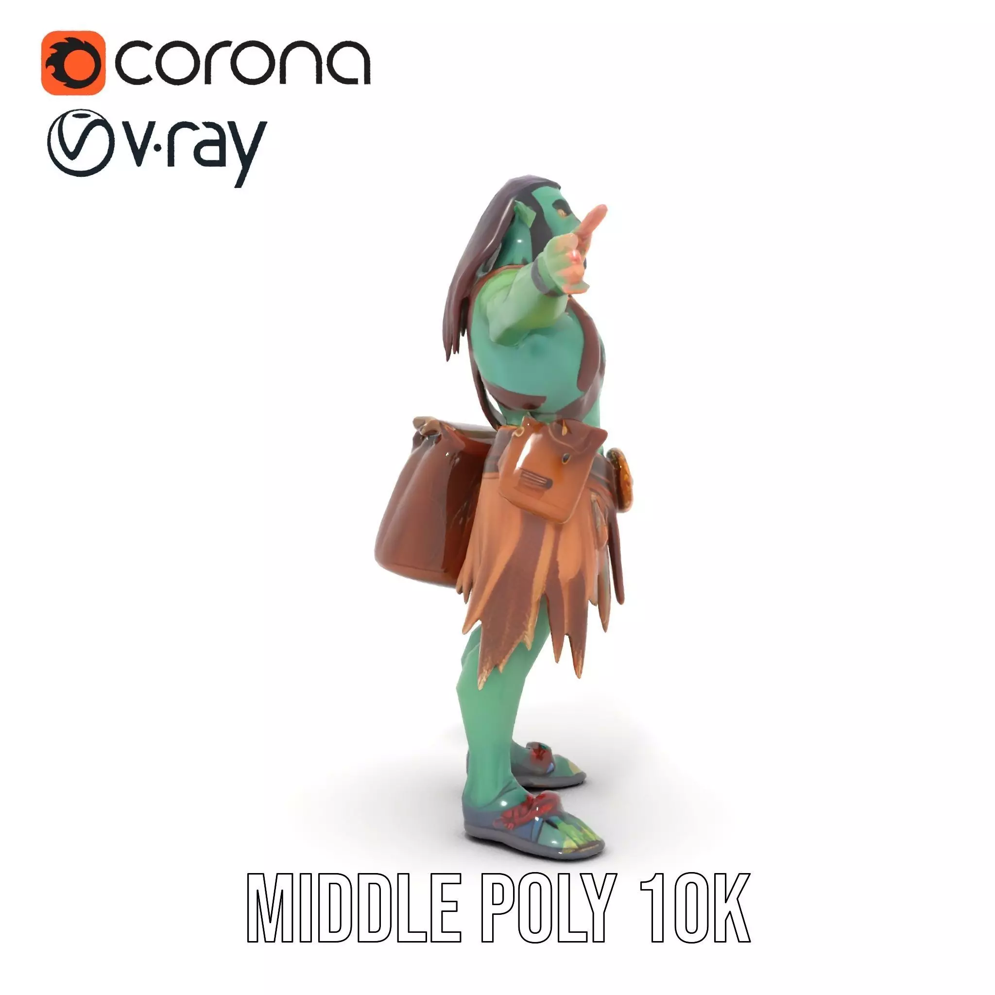 Orc Warrior Character Model Pack with Accessories Low-poly 3D model_6