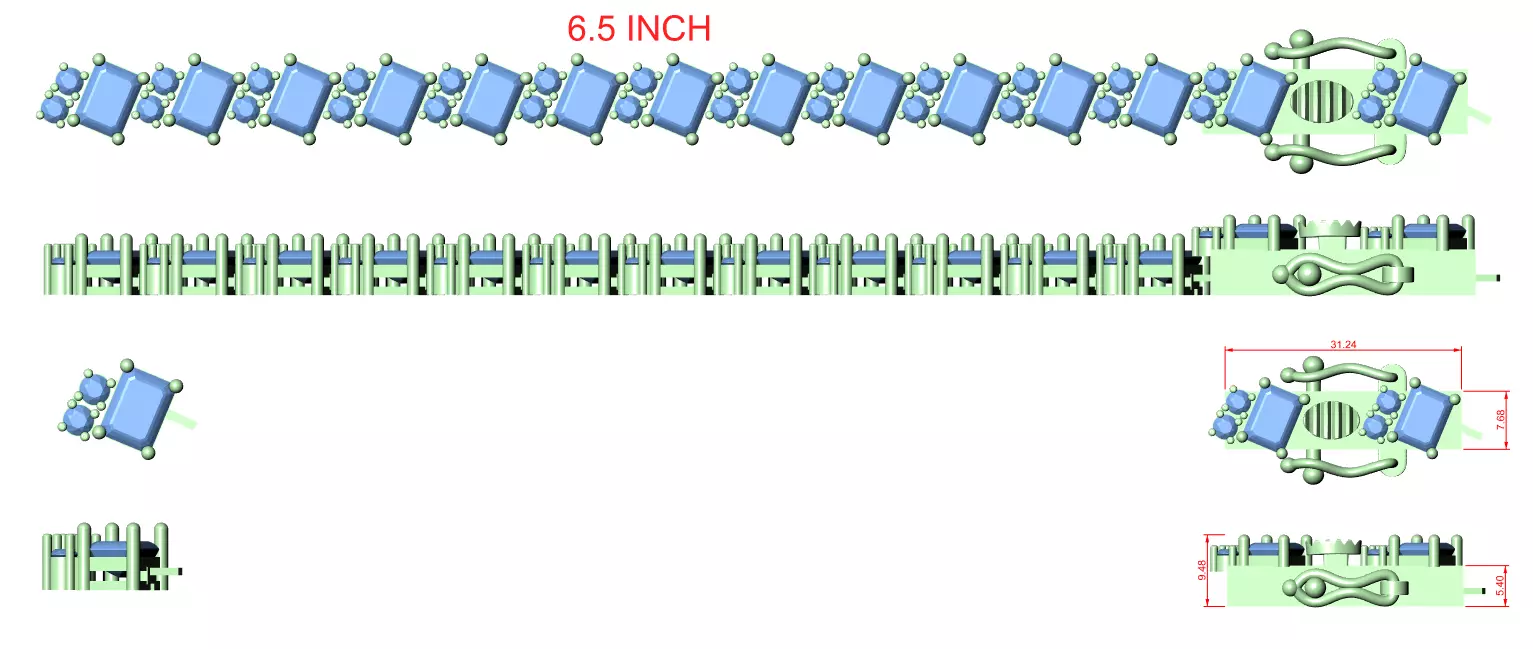 Tennis Bracelet 3dm stl renders Animation video details  3D print model_12