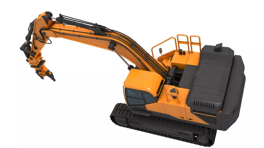 Tracked Excavator Demolition equip 3D model_1
