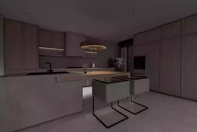 new modern kitchen Low-poly 3D model