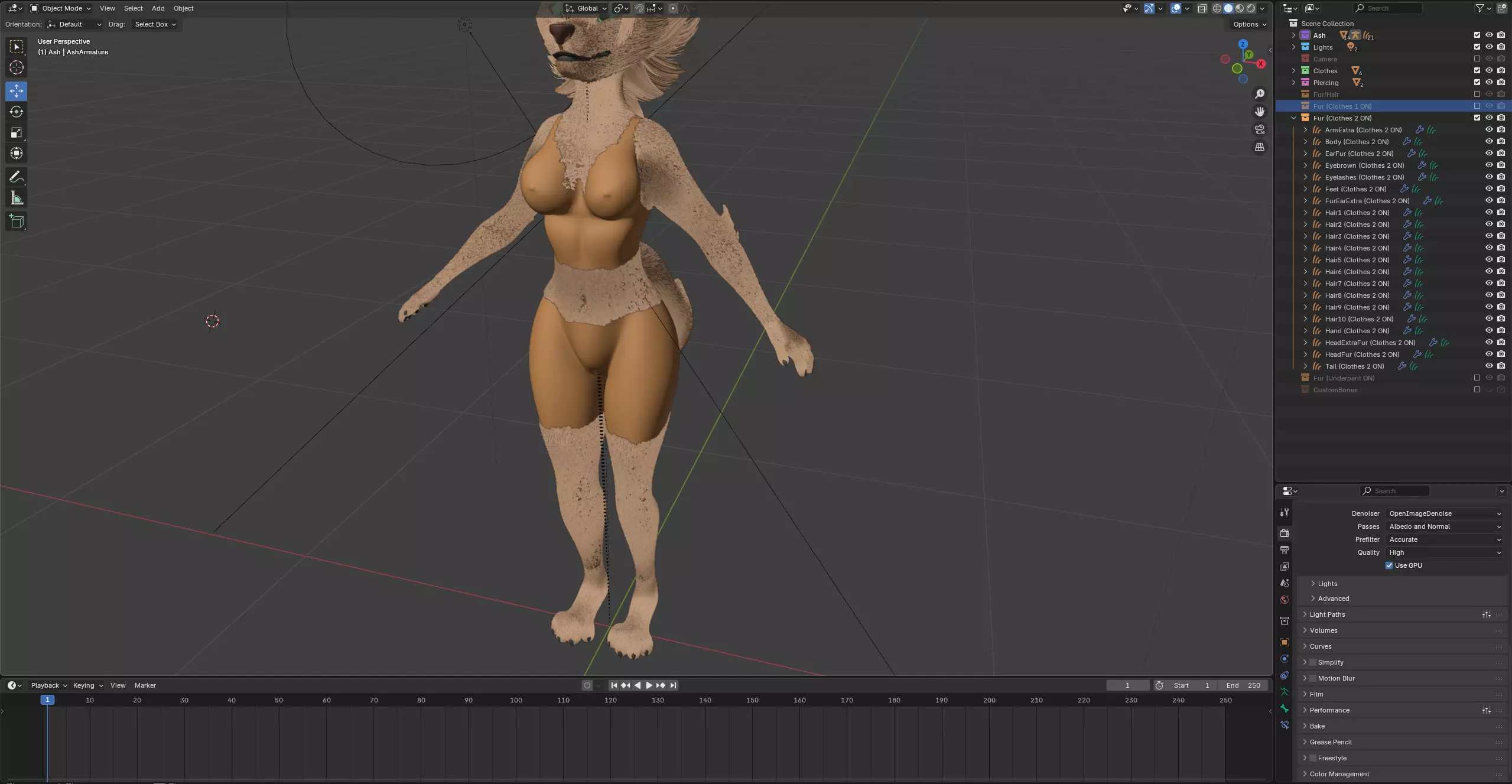 Ash Anthro Fox Low-poly 3D model_93