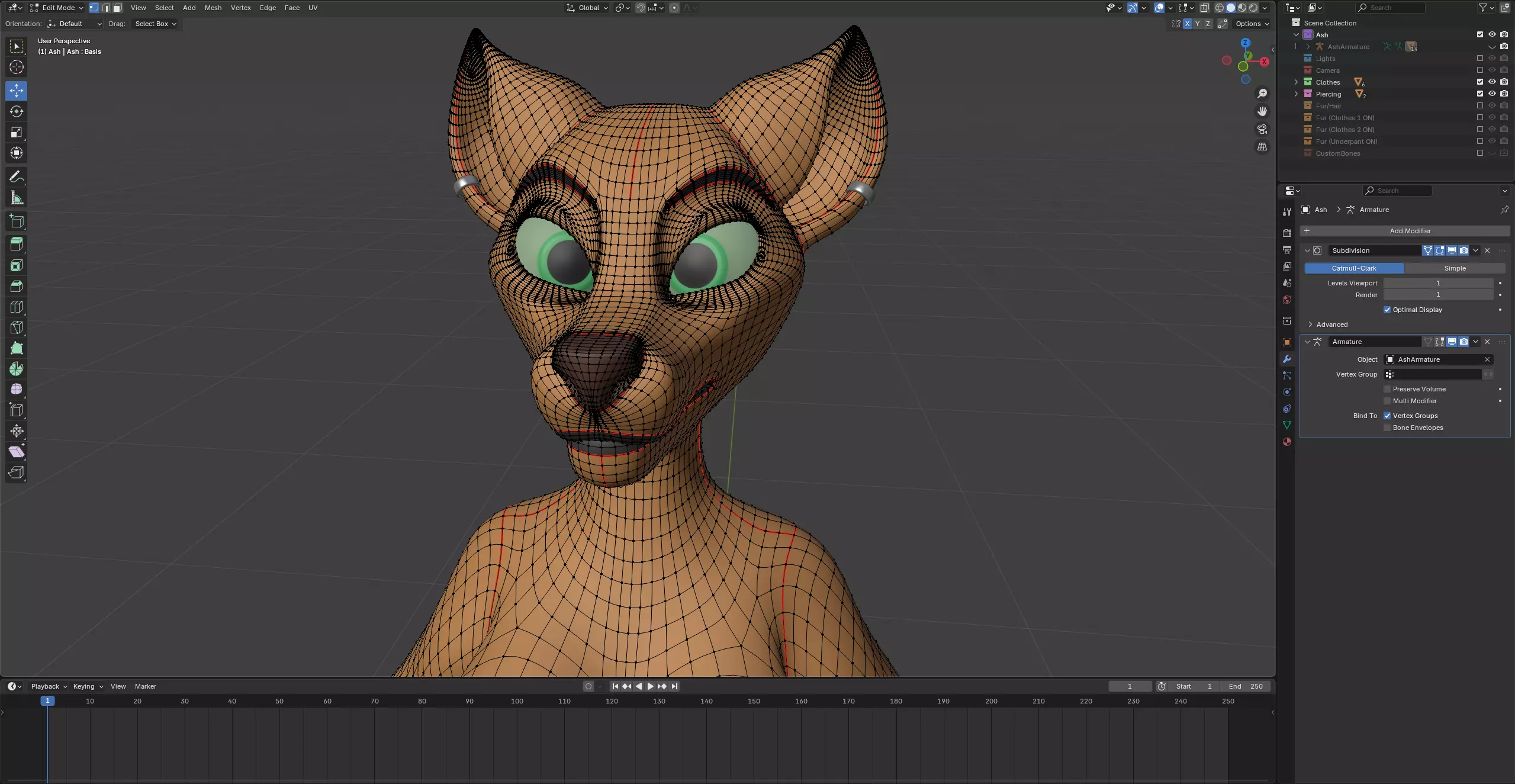 Ash Anthro Fox Low-poly 3D model_69