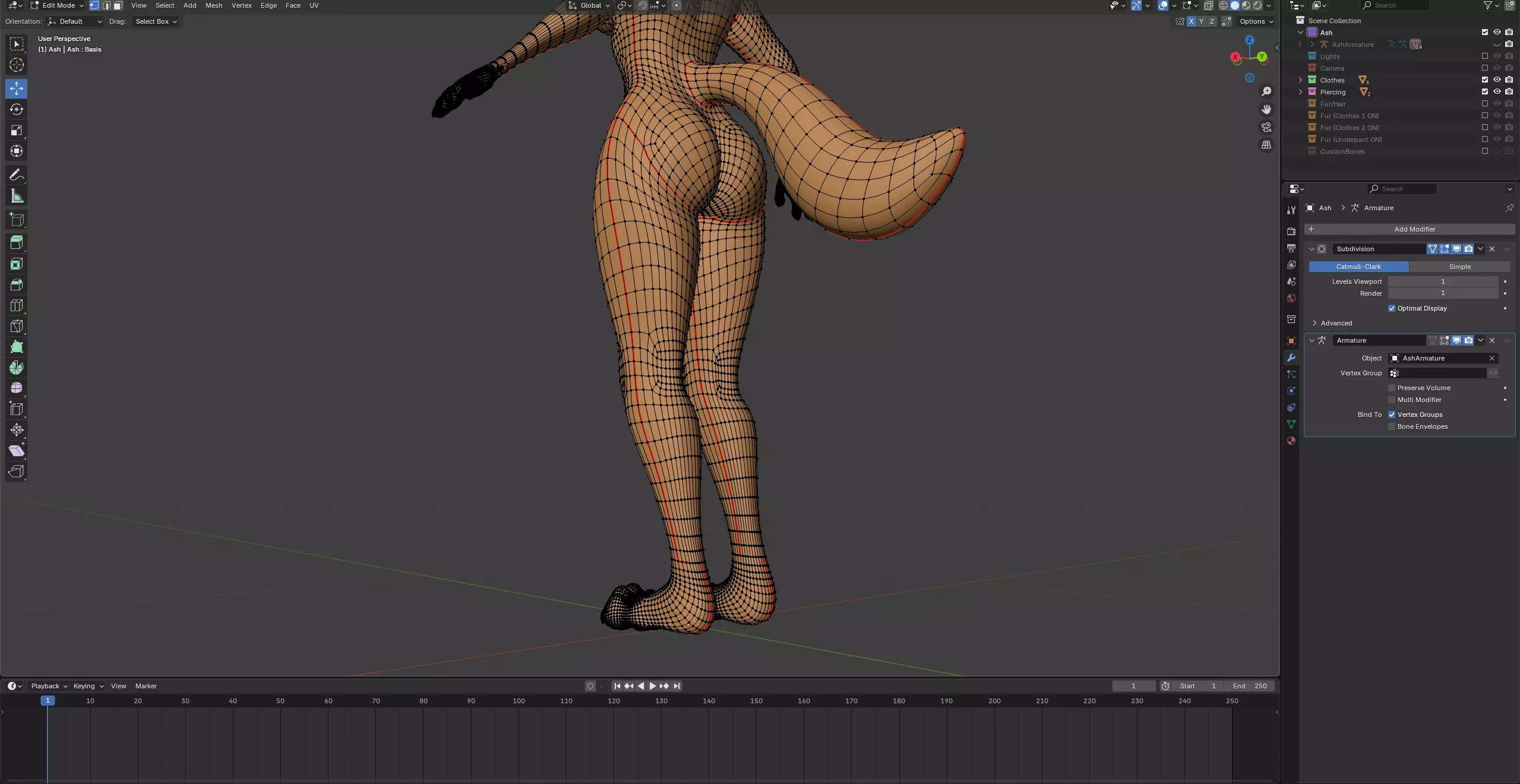 Ash Anthro Fox Low-poly 3D model_75