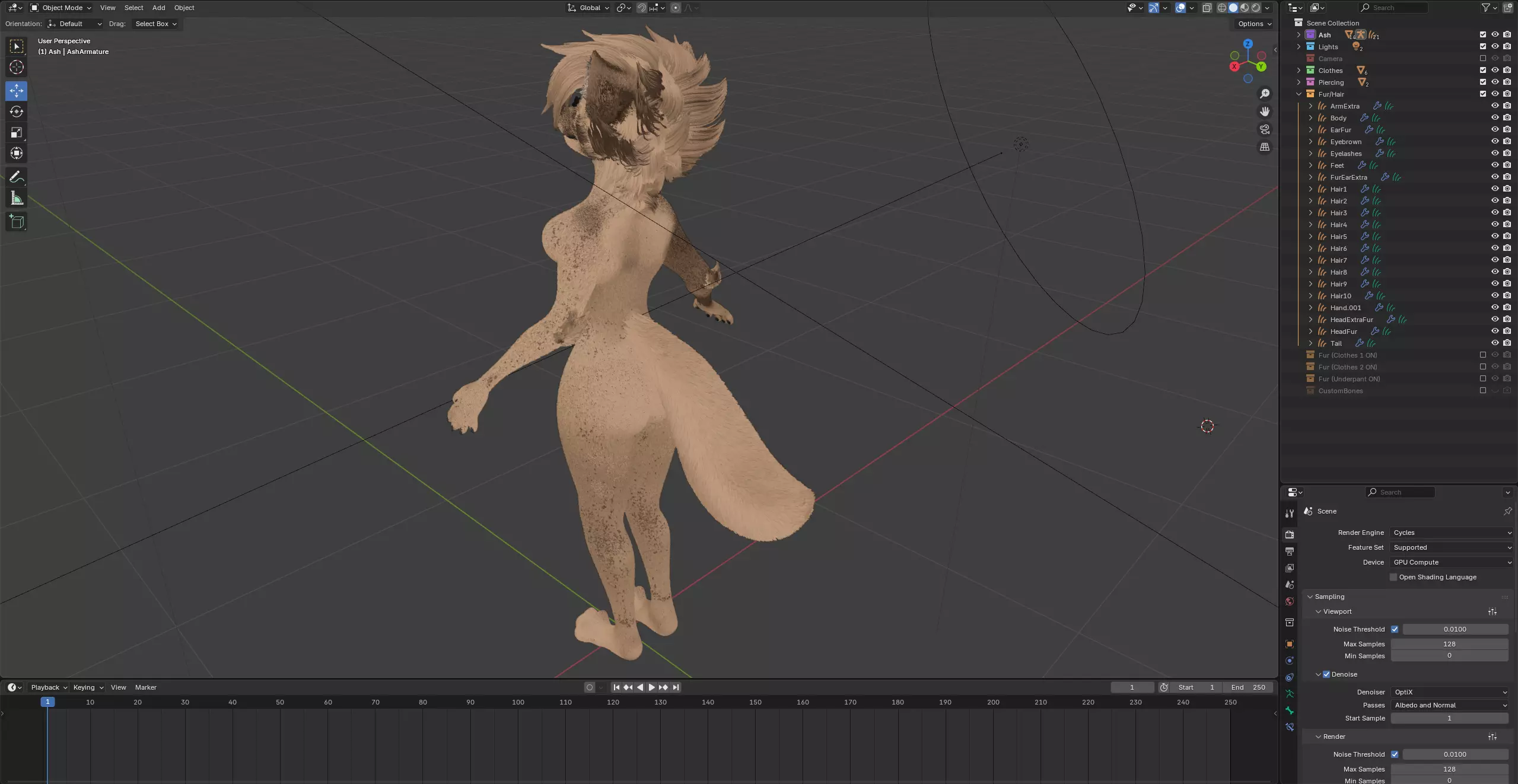 Ash Anthro Fox Low-poly 3D model_90