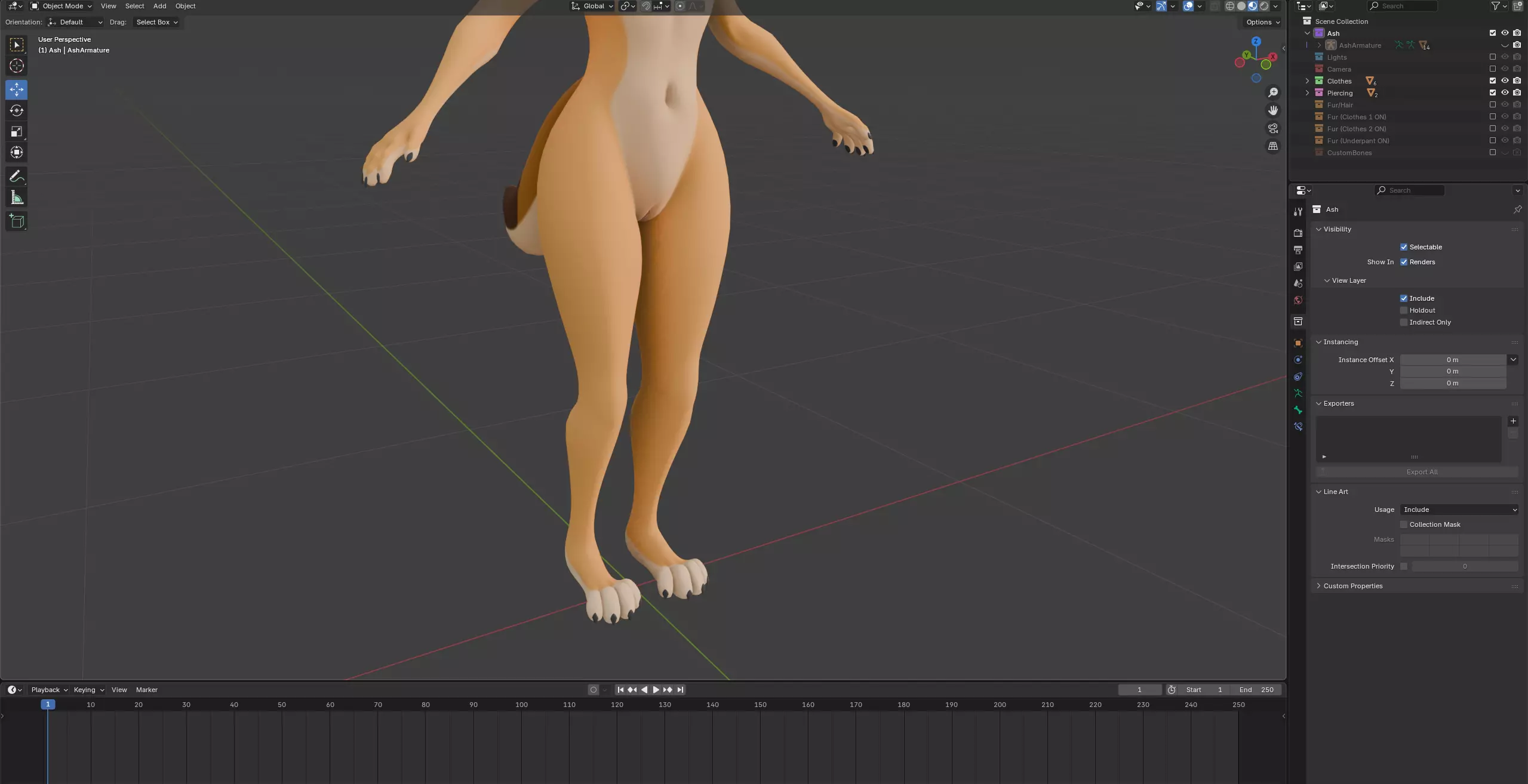 Ash Anthro Fox Low-poly 3D model_65