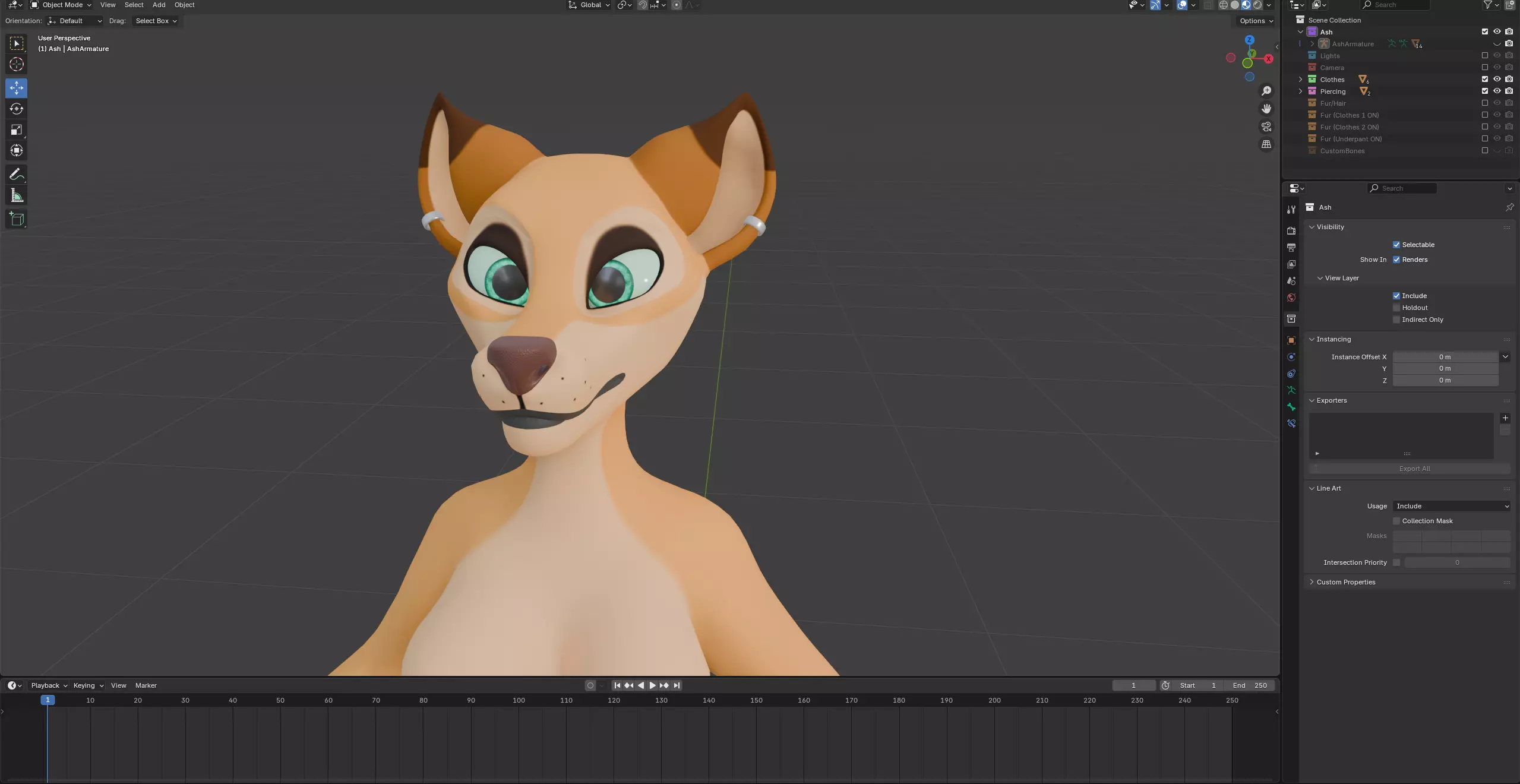 Ash Anthro Fox Low-poly 3D model_62