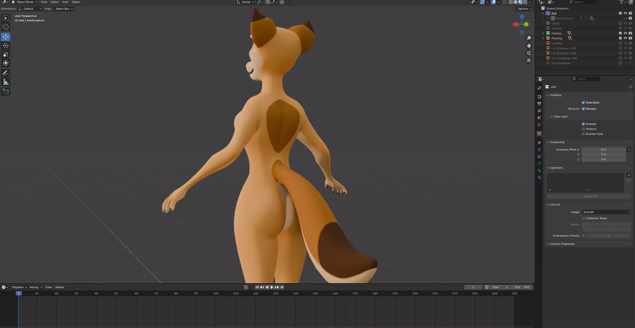 Ash Anthro Fox Low-poly 3D model_64