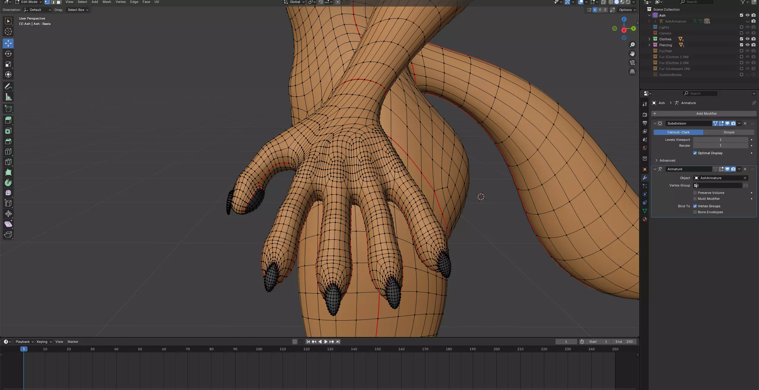 Ash Anthro Fox Low-poly 3D model_79