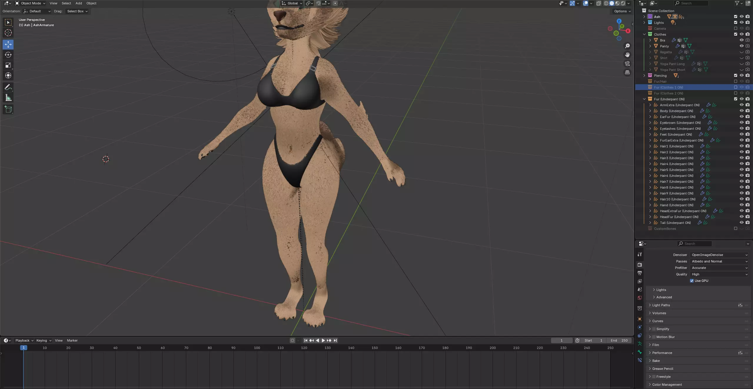 Ash Anthro Fox Low-poly 3D model_96