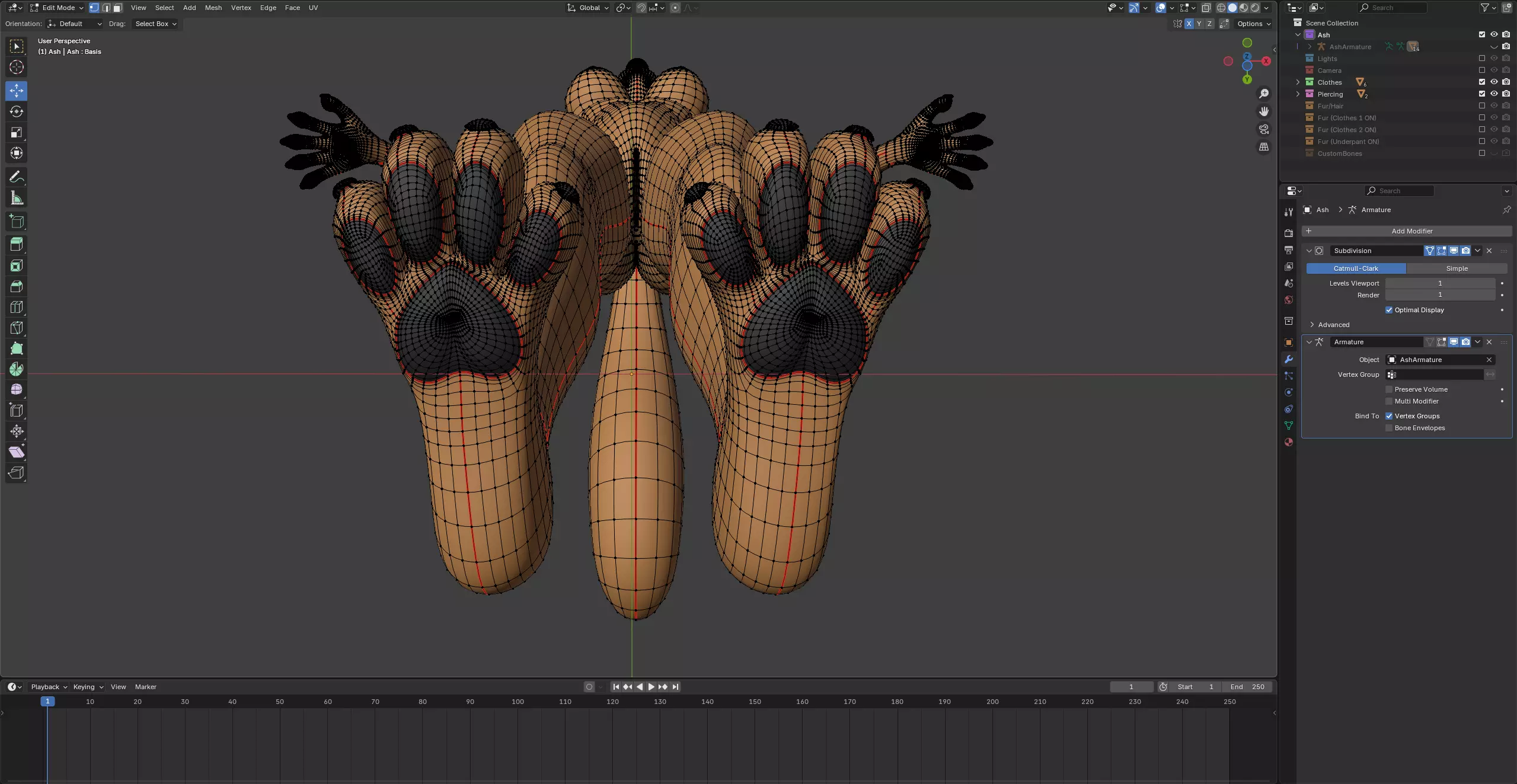 Ash Anthro Fox Low-poly 3D model_78