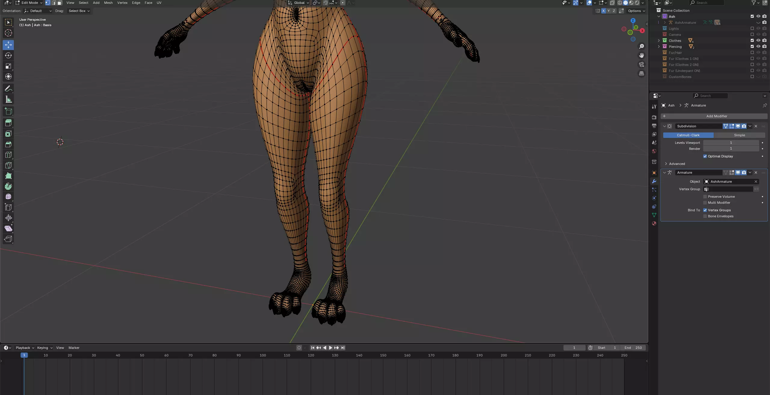 Ash Anthro Fox Low-poly 3D model_74