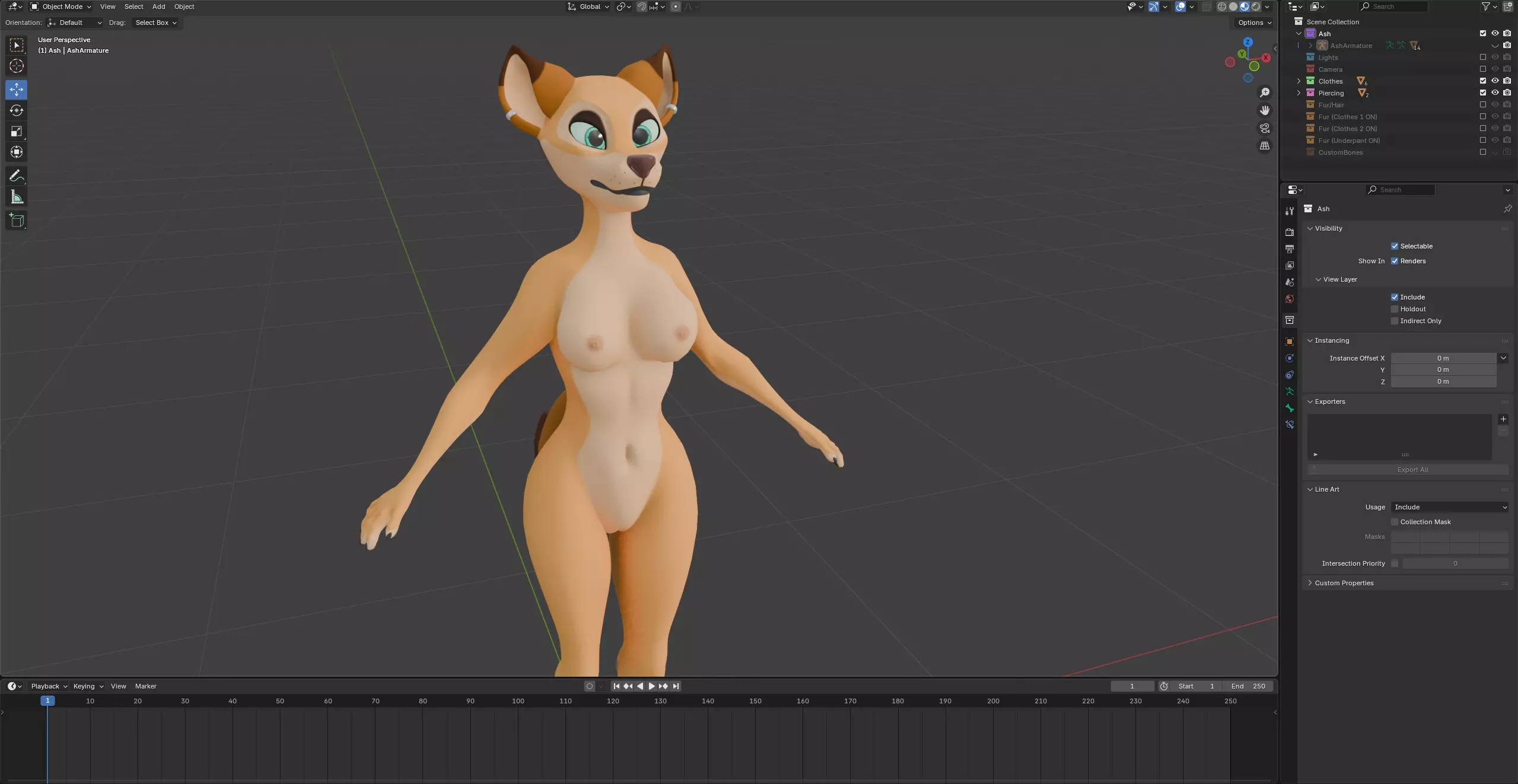Ash Anthro Fox Low-poly 3D model_63