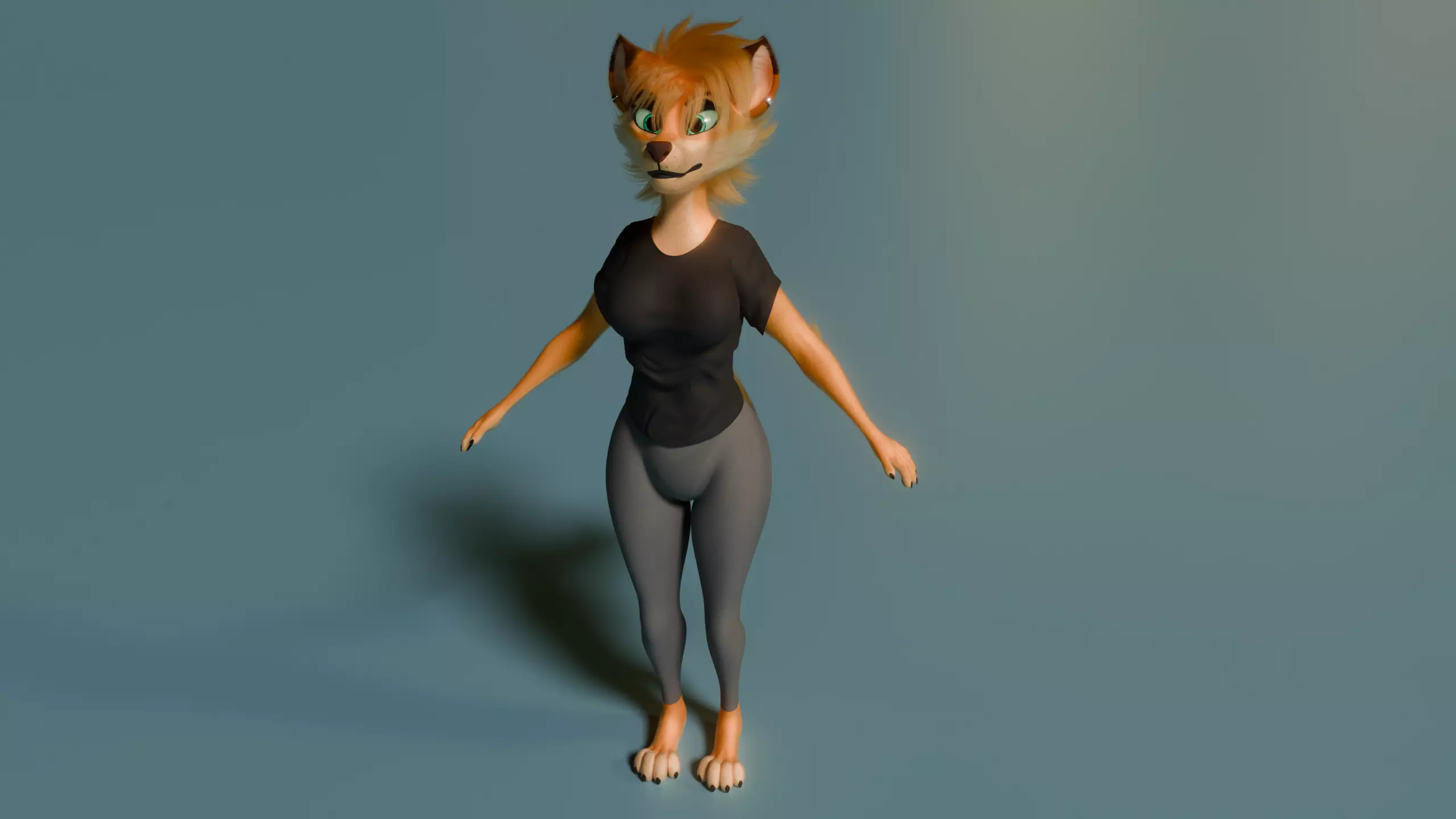 Ash Anthro Fox Low-poly 3D model_51