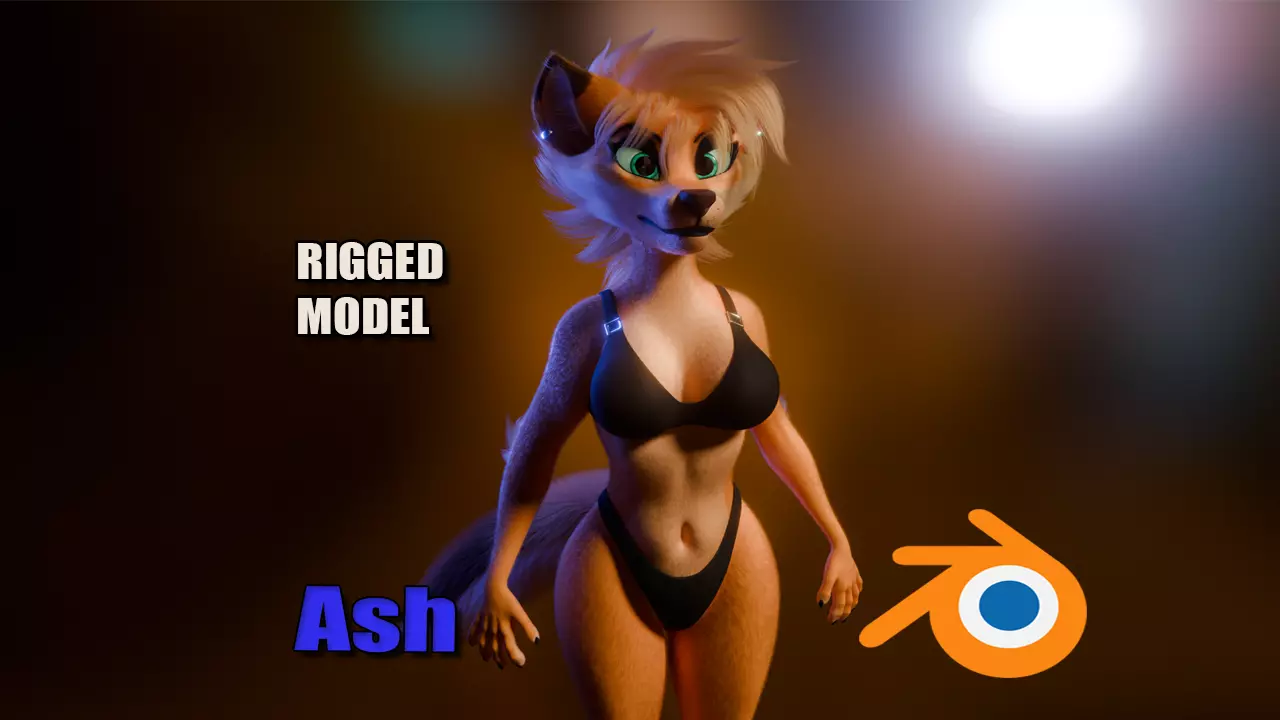 Ash Anthro Fox Low-poly 3D model_0