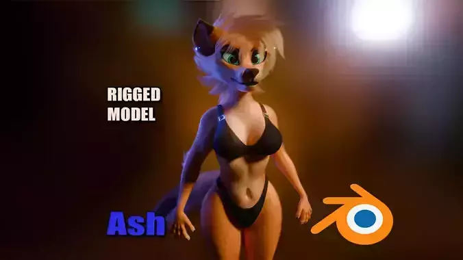 Ash Anthro Fox Low-poly 3D model
