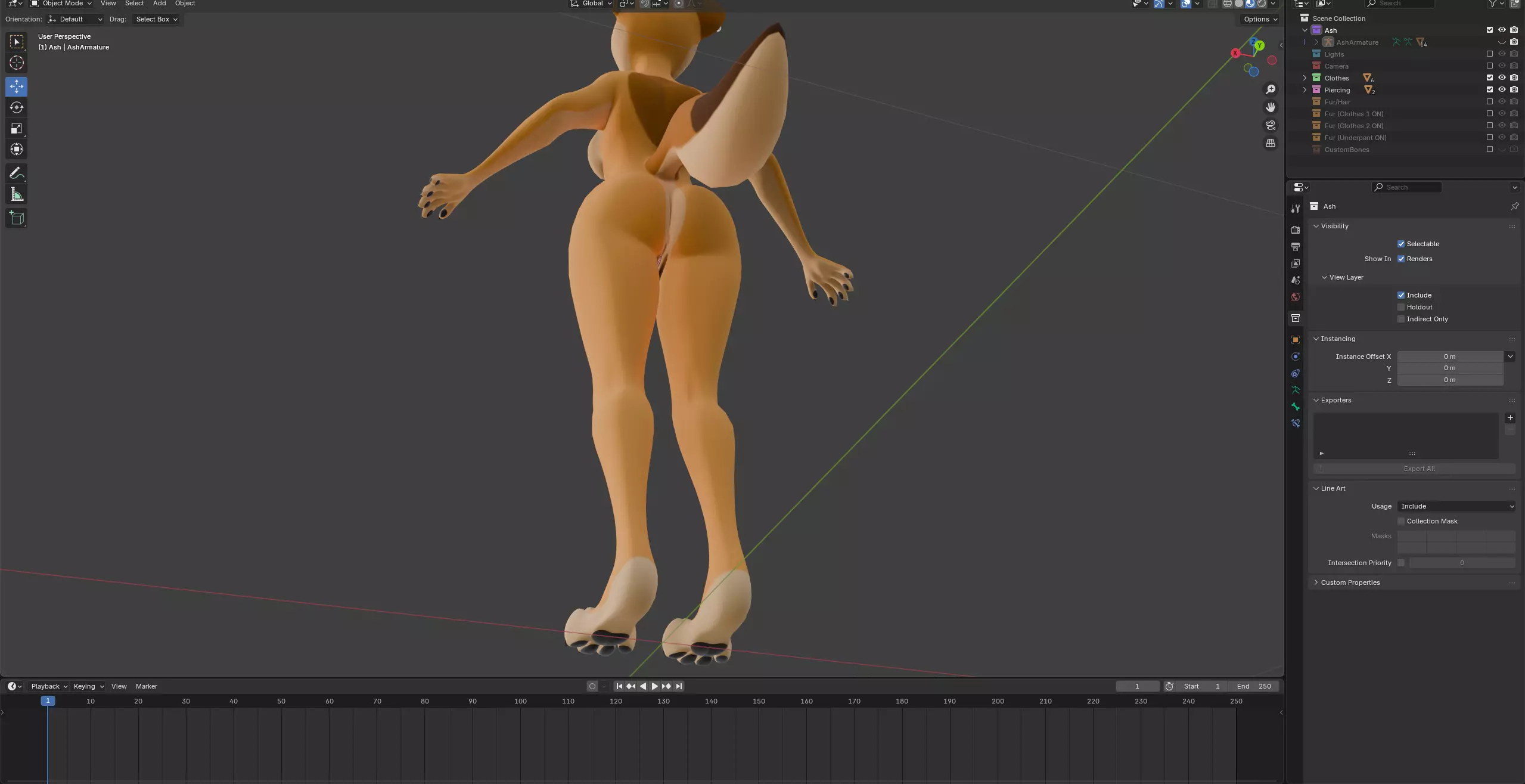 Ash Anthro Fox Low-poly 3D model_66